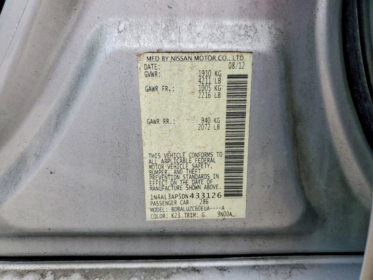 2013 Nissan Altima 2.5 Silver vin: 1N4AL3AP5DN433126