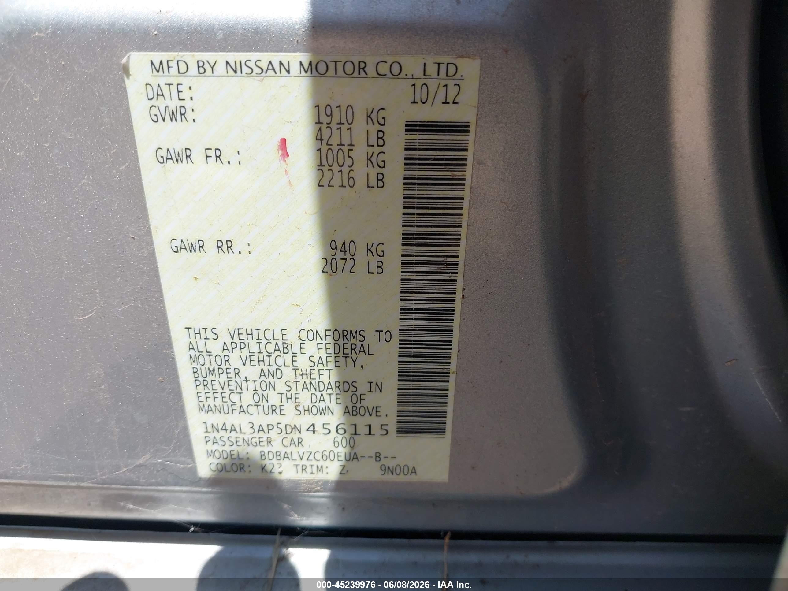 2013 Nissan Altima 2.5 Sl Silver vin: 1N4AL3AP5DN456115