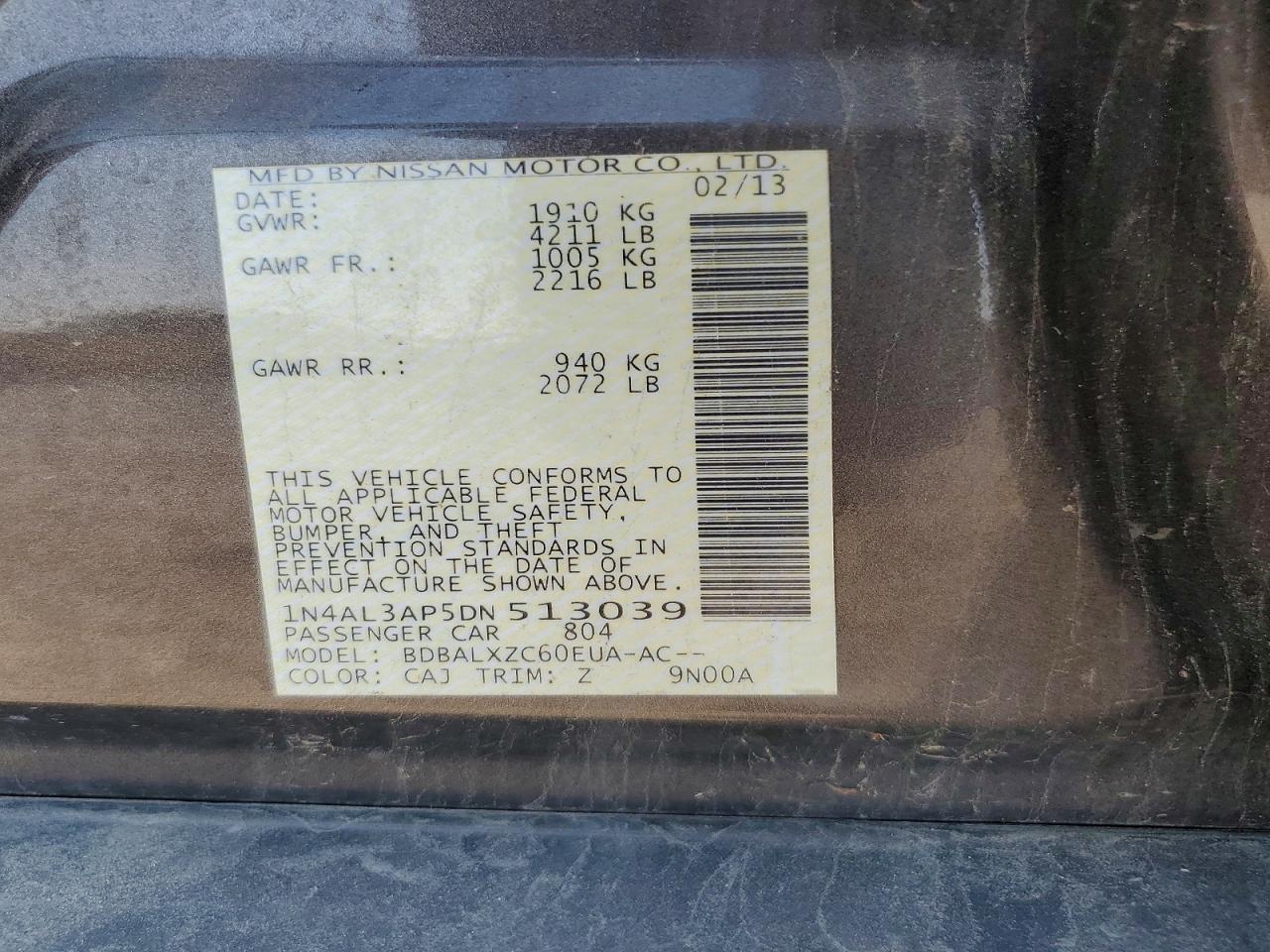2013 Nissan Altima 2.5 Brown vin: 1N4AL3AP5DN513039