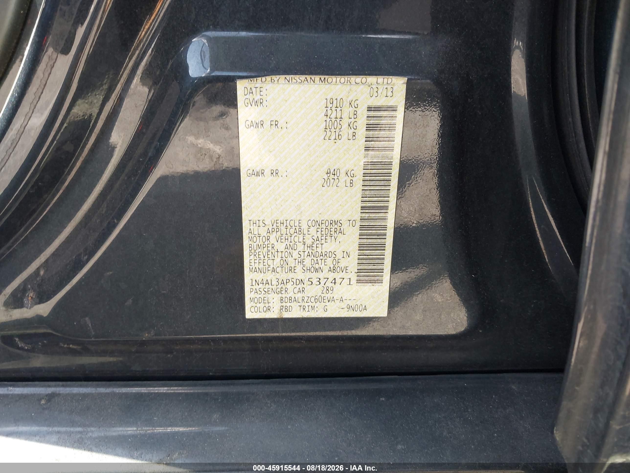 2013 Nissan Altima 2.5 S Dark Blue vin: 1N4AL3AP5DN537471