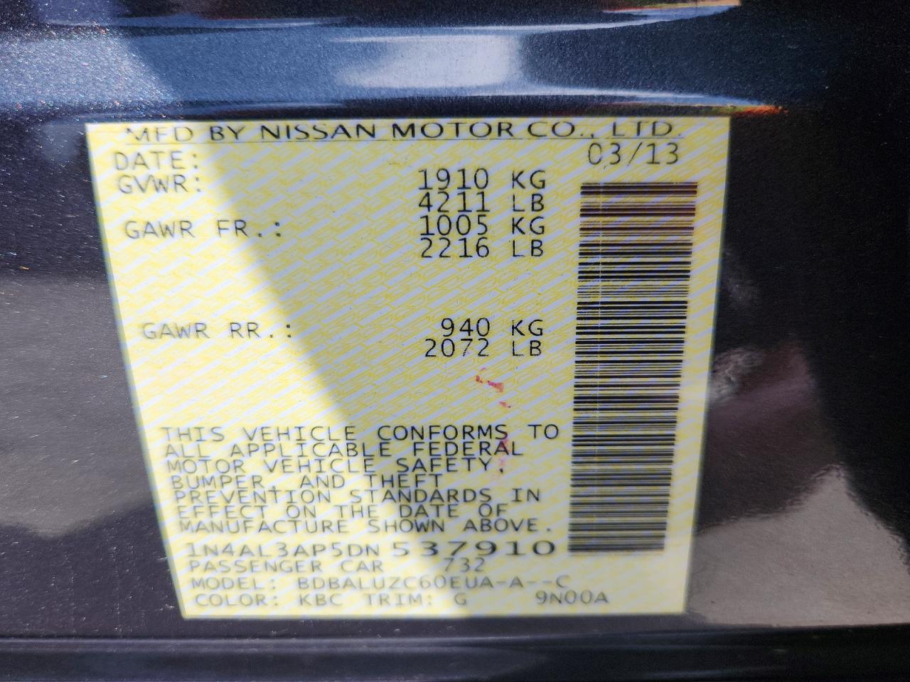 2013 Nissan Altima 2.5 Gray vin: 1N4AL3AP5DN537910