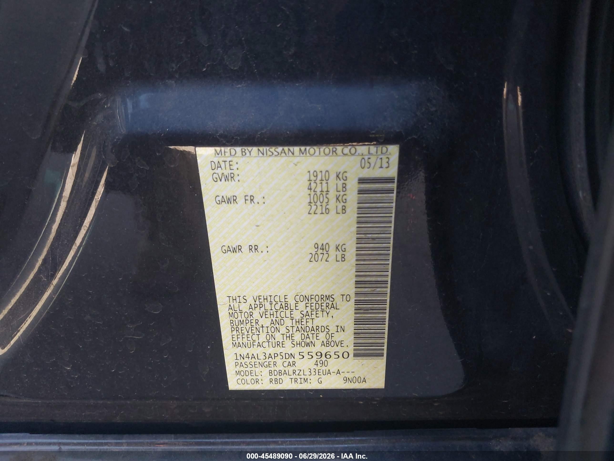 2013 Nissan Altima 2.5 S Black vin: 1N4AL3AP5DN559650