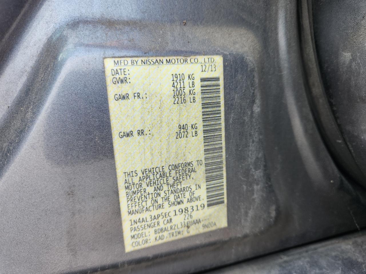 2014 Nissan Altima 2.5 S Gray vin: 1N4AL3AP5EC198319
