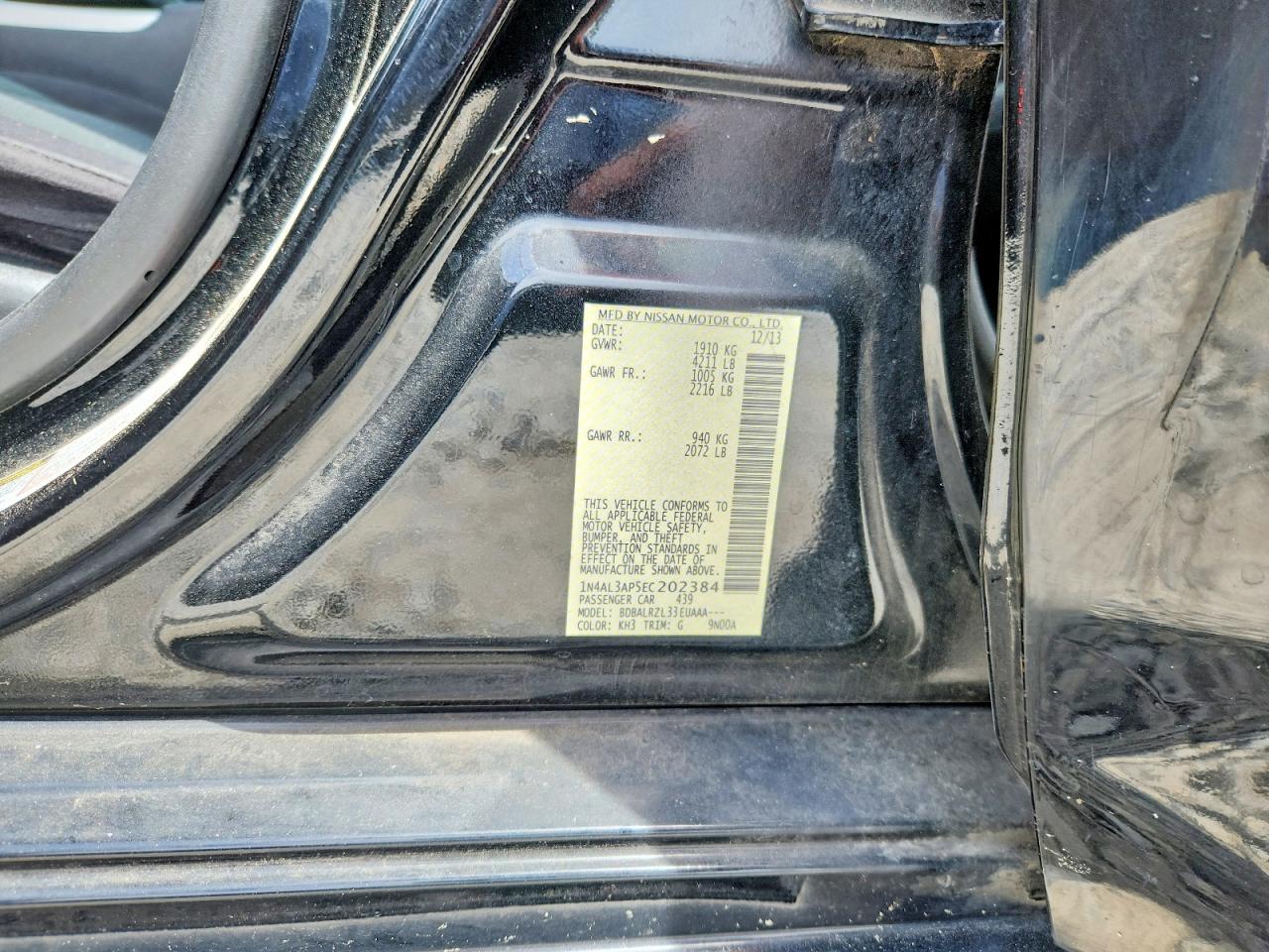 2014 Nissan Altima Черный vin: 1N4AL3AP5EC202384