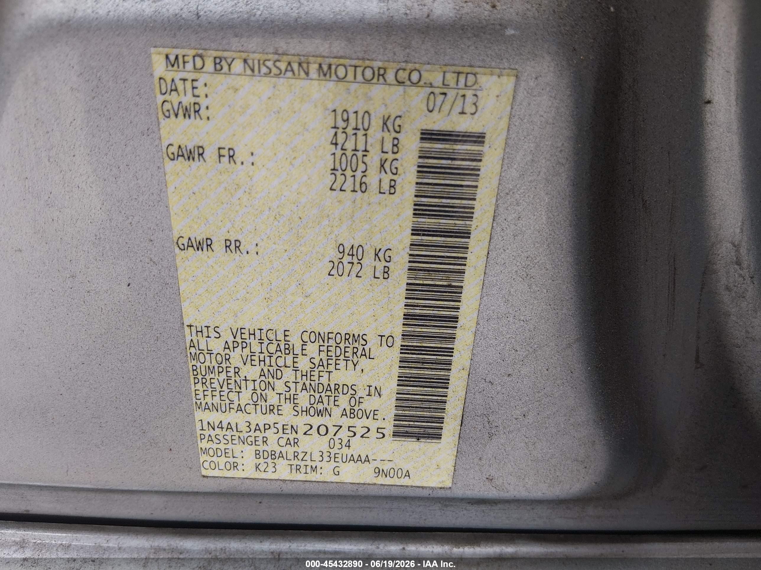 2014 Nissan Altima 2.5 S Silver vin: 1N4AL3AP5EN207525