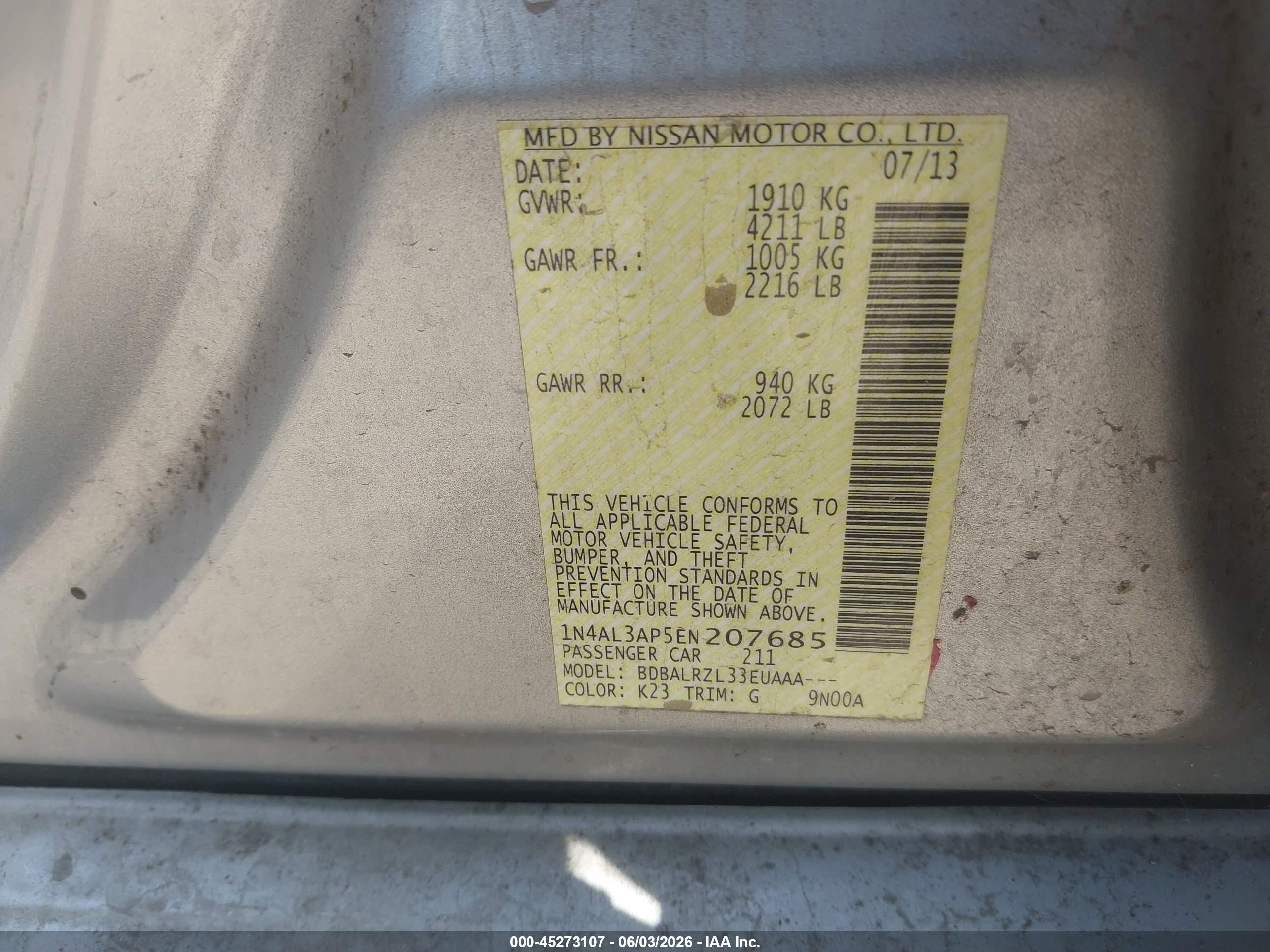 2014 Nissan Altima 2.5 S Silver vin: 1N4AL3AP5EN207685
