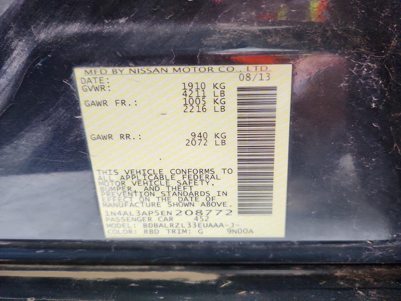 2014 Nissan Altima 2.5 Blue vin: 1N4AL3AP5EN208772