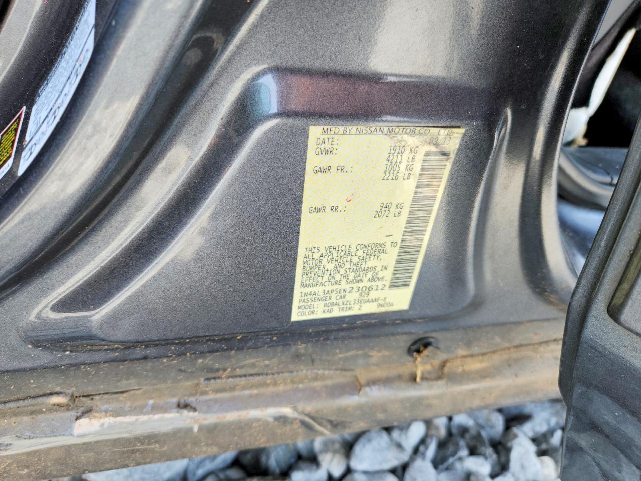 2014 Nissan Altima 2.5 Sl Серый vin: 1N4AL3AP5EN230612