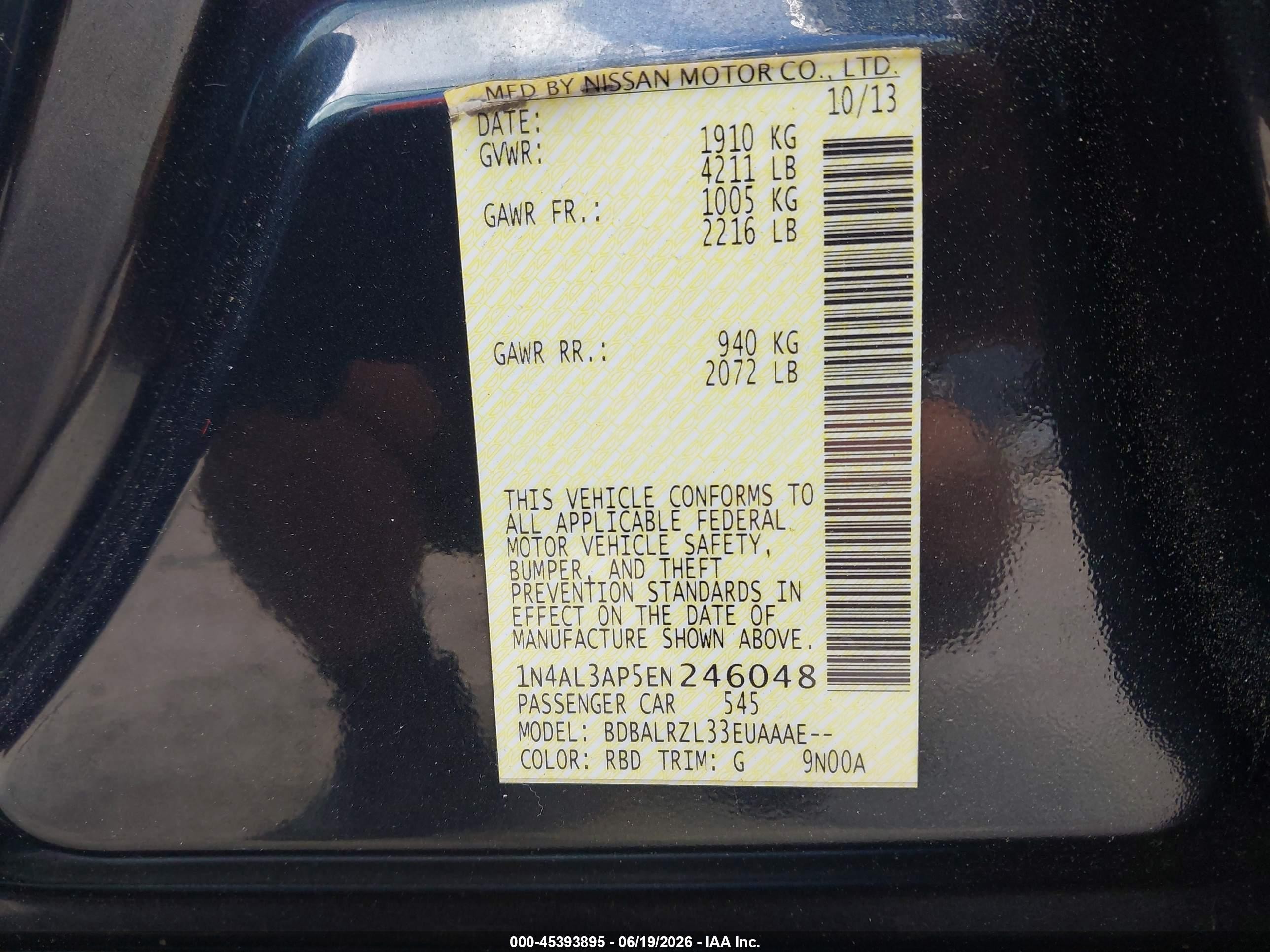 2014 Nissan Altima 2.5 S Blue vin: 1N4AL3AP5EN246048