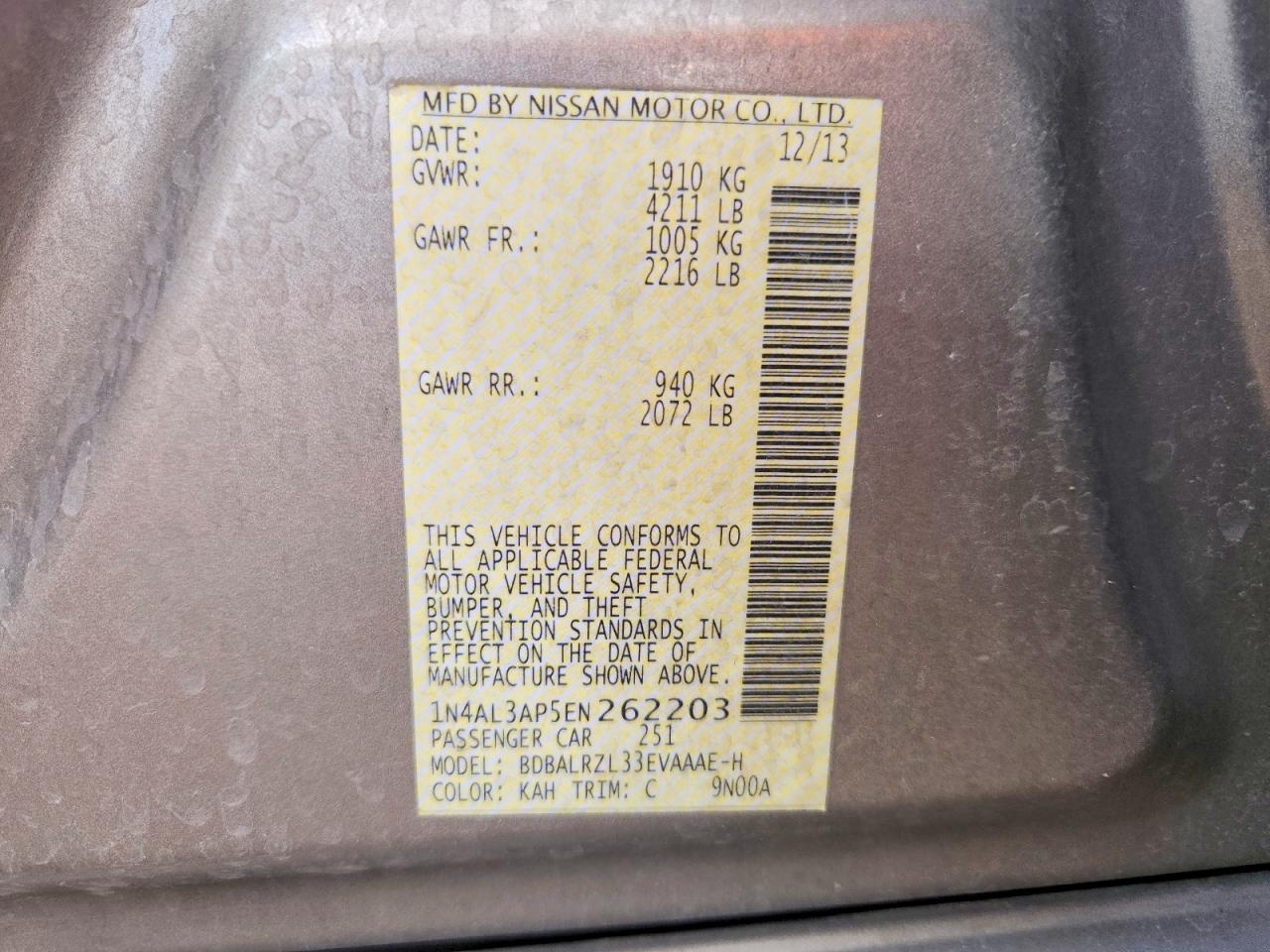 2014 Nissan Altima 2.5 S Gray vin: 1N4AL3AP5EN262203