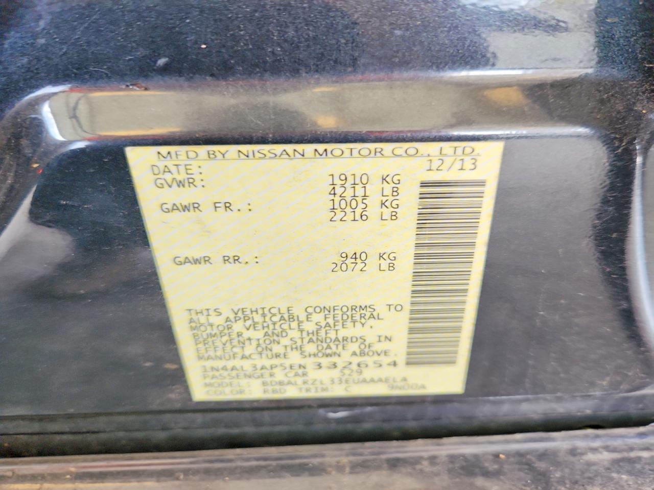 2014 Nissan Altima 2.5 S Синий vin: 1N4AL3AP5EN332654