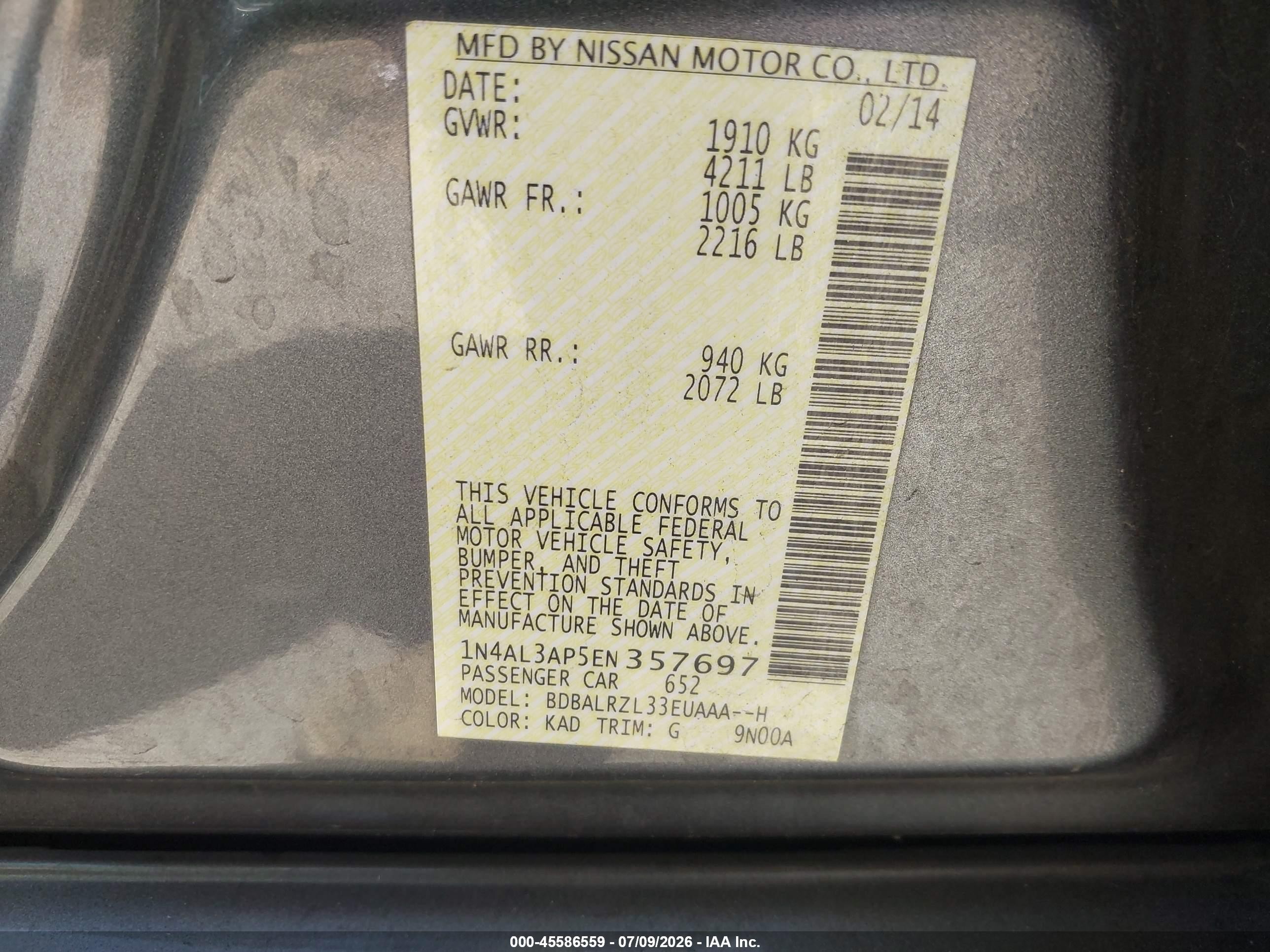 2014 Nissan Altima 2.5 S Gray vin: 1N4AL3AP5EN357697