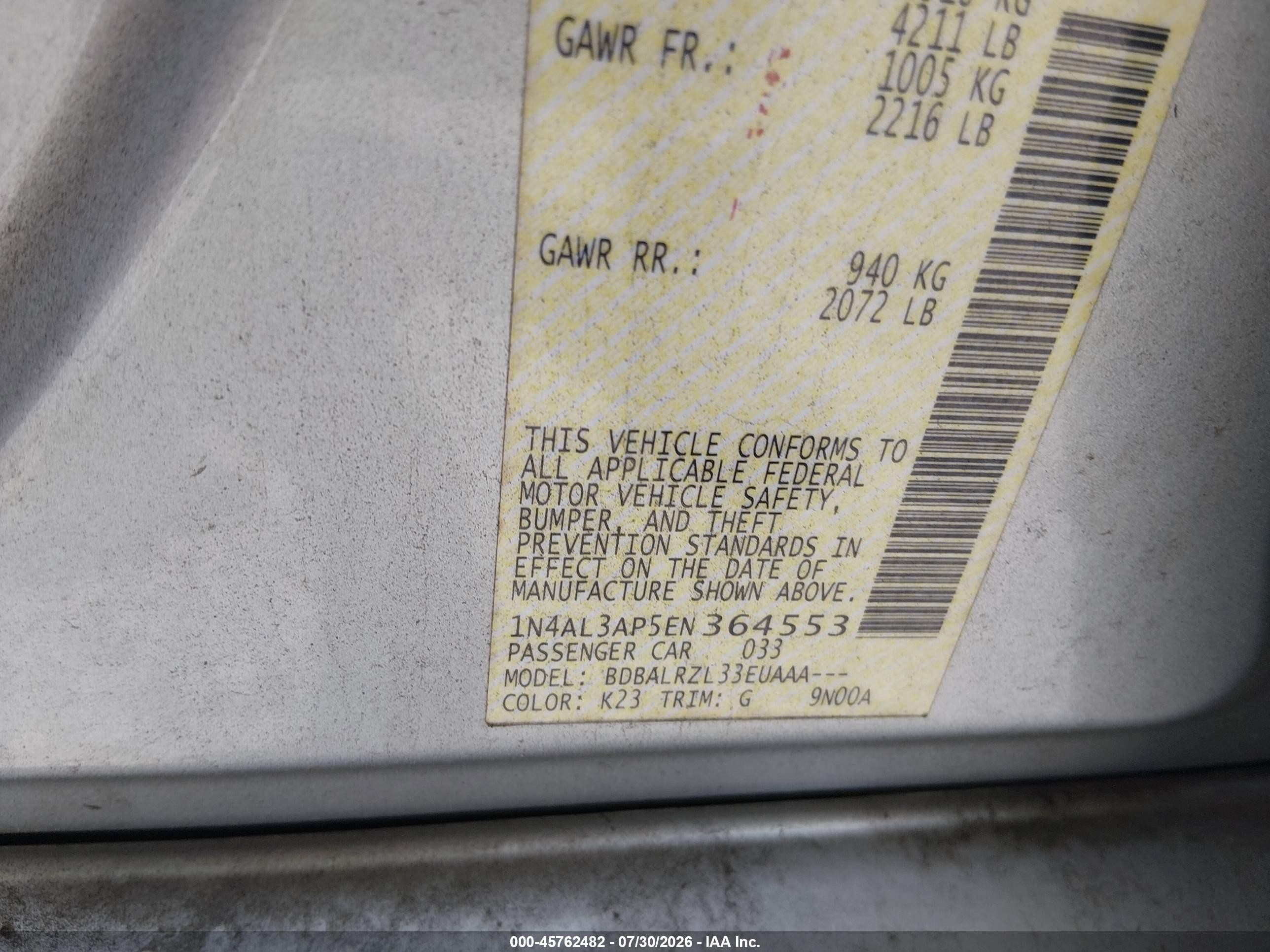 2014 Nissan Altima 2.5 S Silver vin: 1N4AL3AP5EN364553