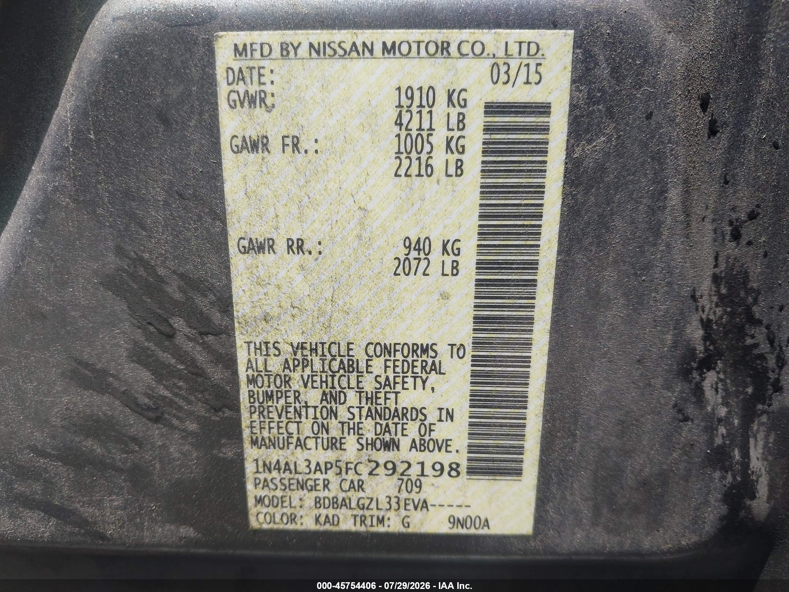 2015 Nissan Altima 2.5 S Gray vin: 1N4AL3AP5FC292198