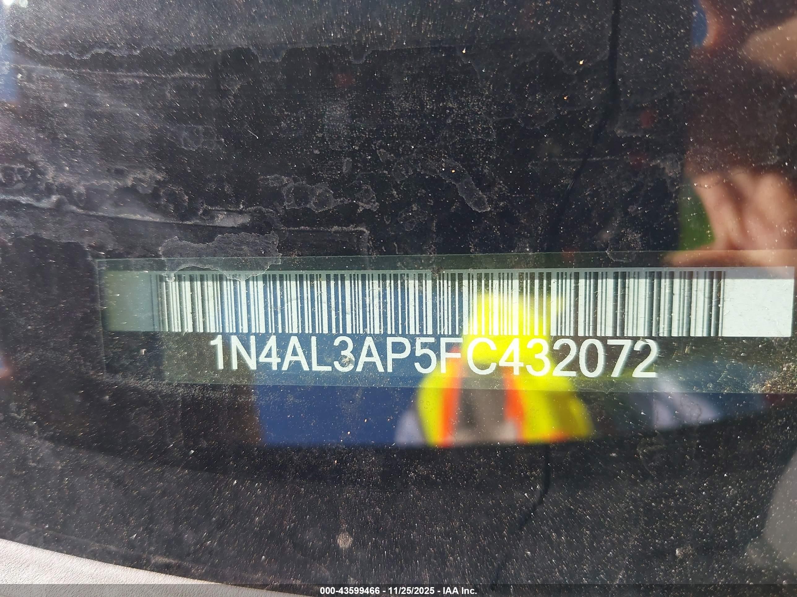 2015 Nissan Altima 2.5 S Black vin: 1N4AL3AP5FC432072