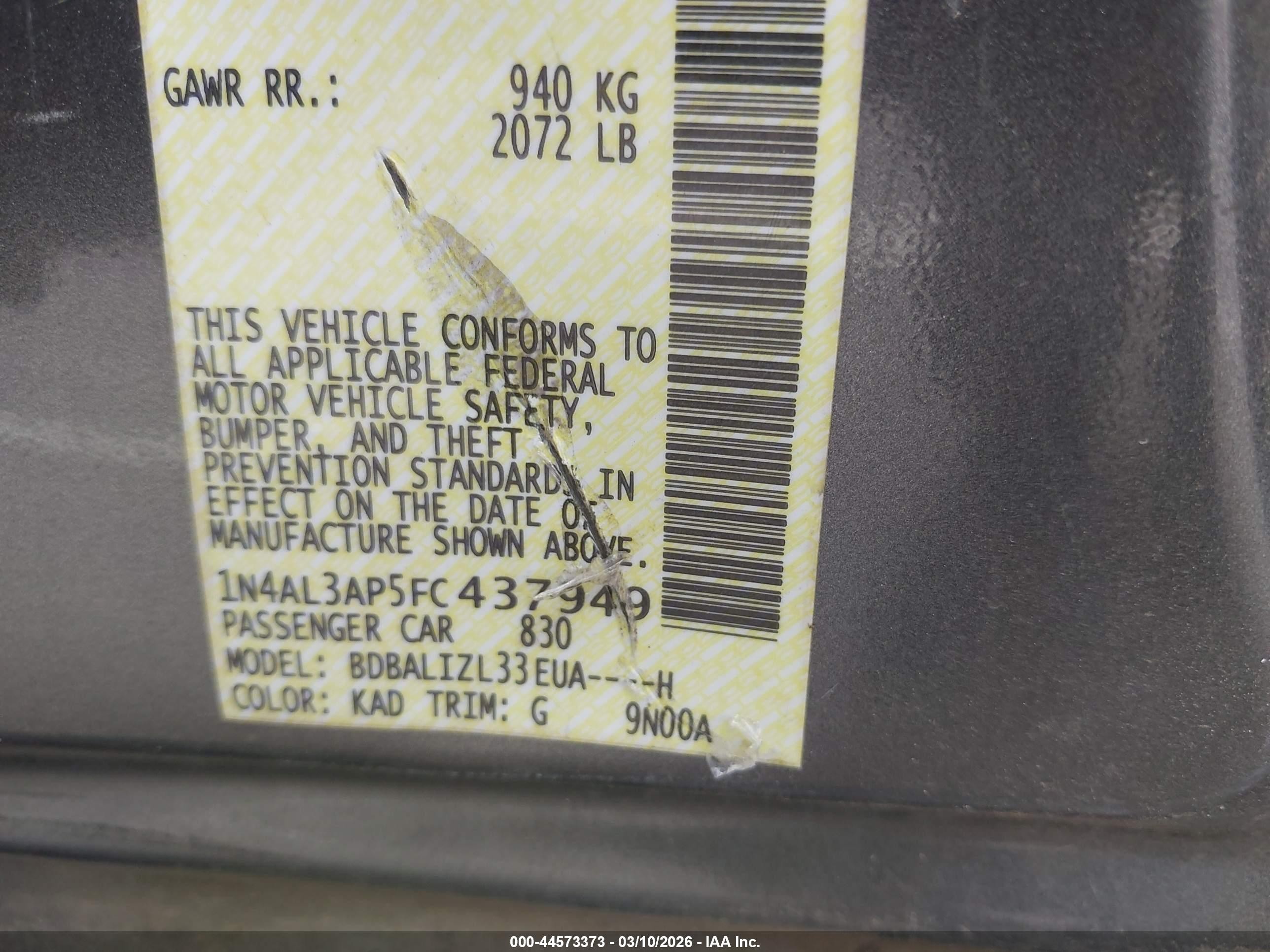 2015 Nissan Altima 2.5 Sv Gray vin: 1N4AL3AP5FC437949