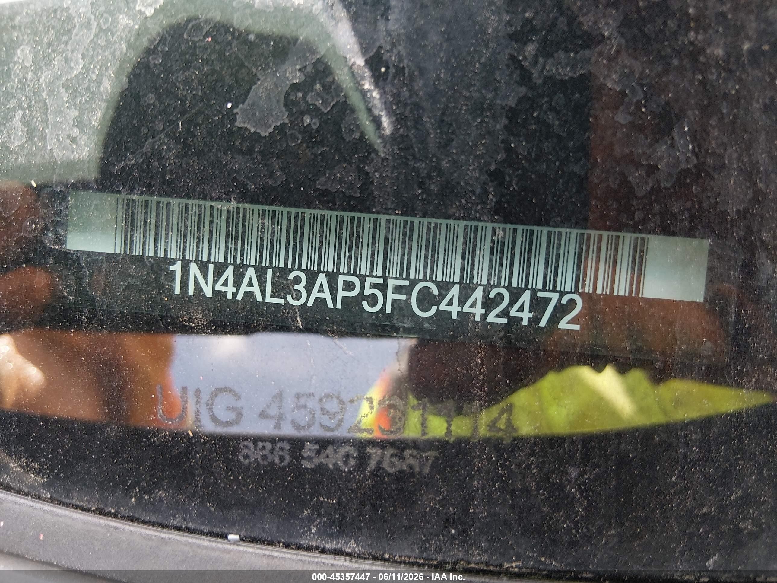 2015 Nissan Altima 2.5 Sv Black vin: 1N4AL3AP5FC442472