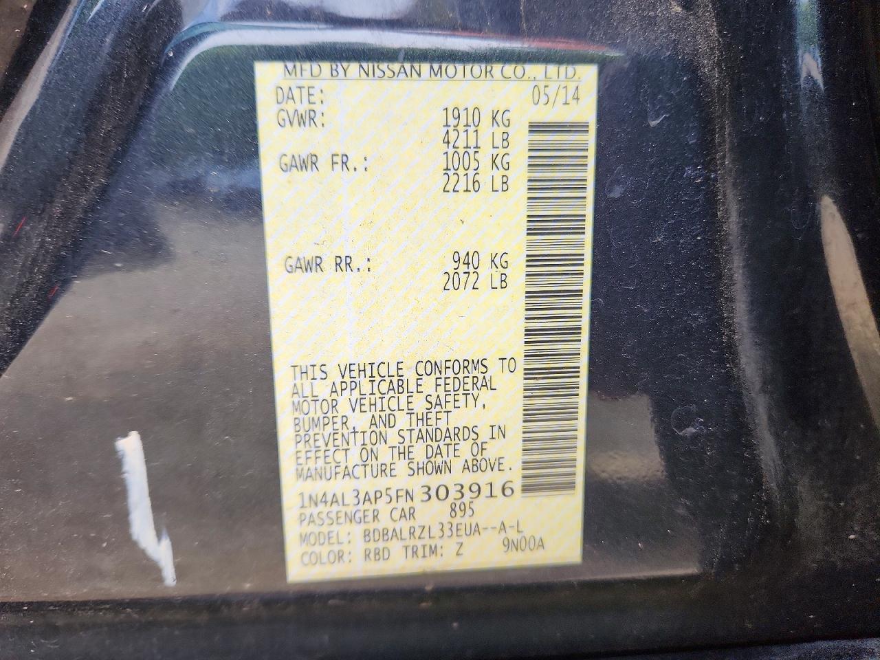 2015 Nissan Altima Gray vin: 1N4AL3AP5FN303916