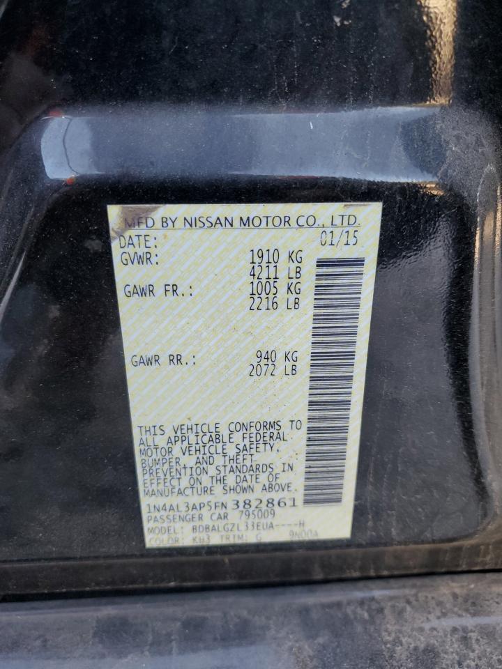 2015 Nissan Altima 2.5 Black vin: 1N4AL3AP5FN382861
