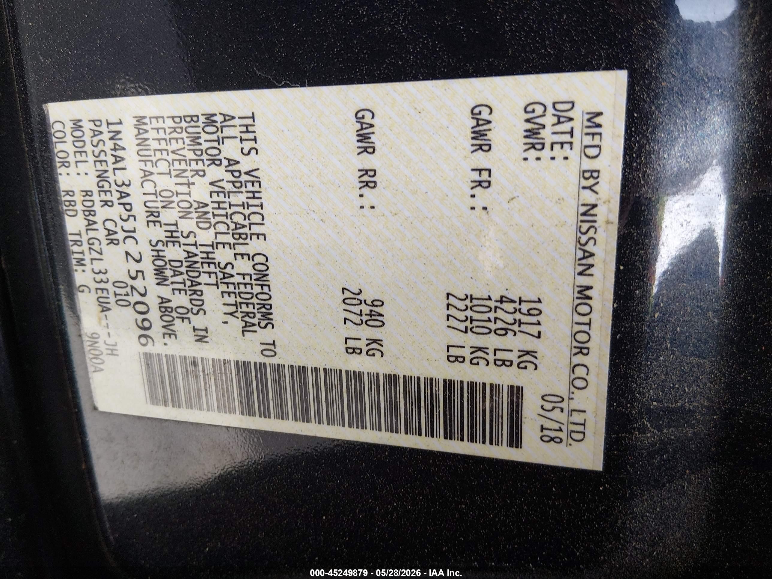 2018 Nissan Altima 2.5 S Gray vin: 1N4AL3AP5JC252096