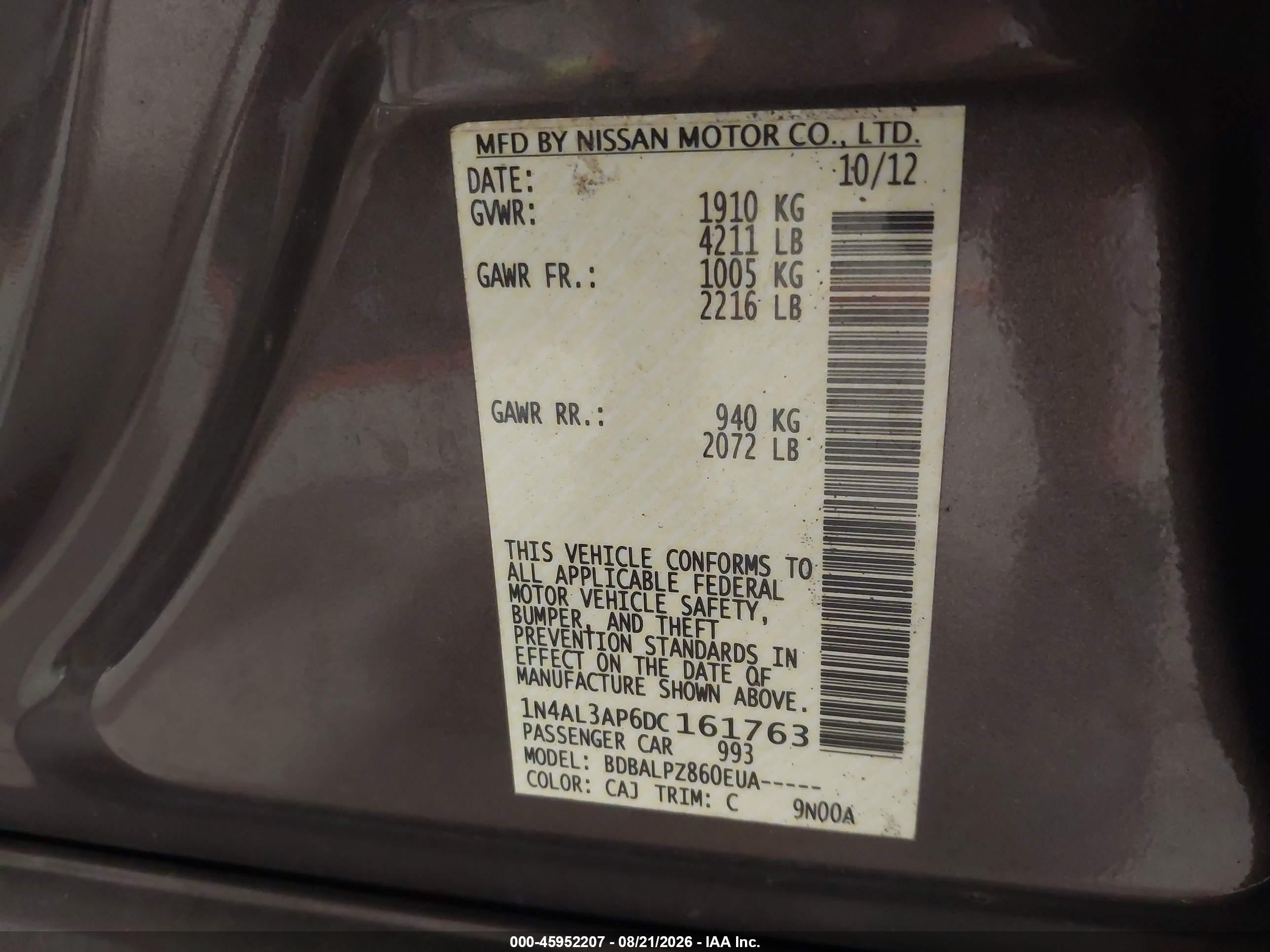 2013 Nissan Altima 2.5 Brown vin: 1N4AL3AP6DC161763