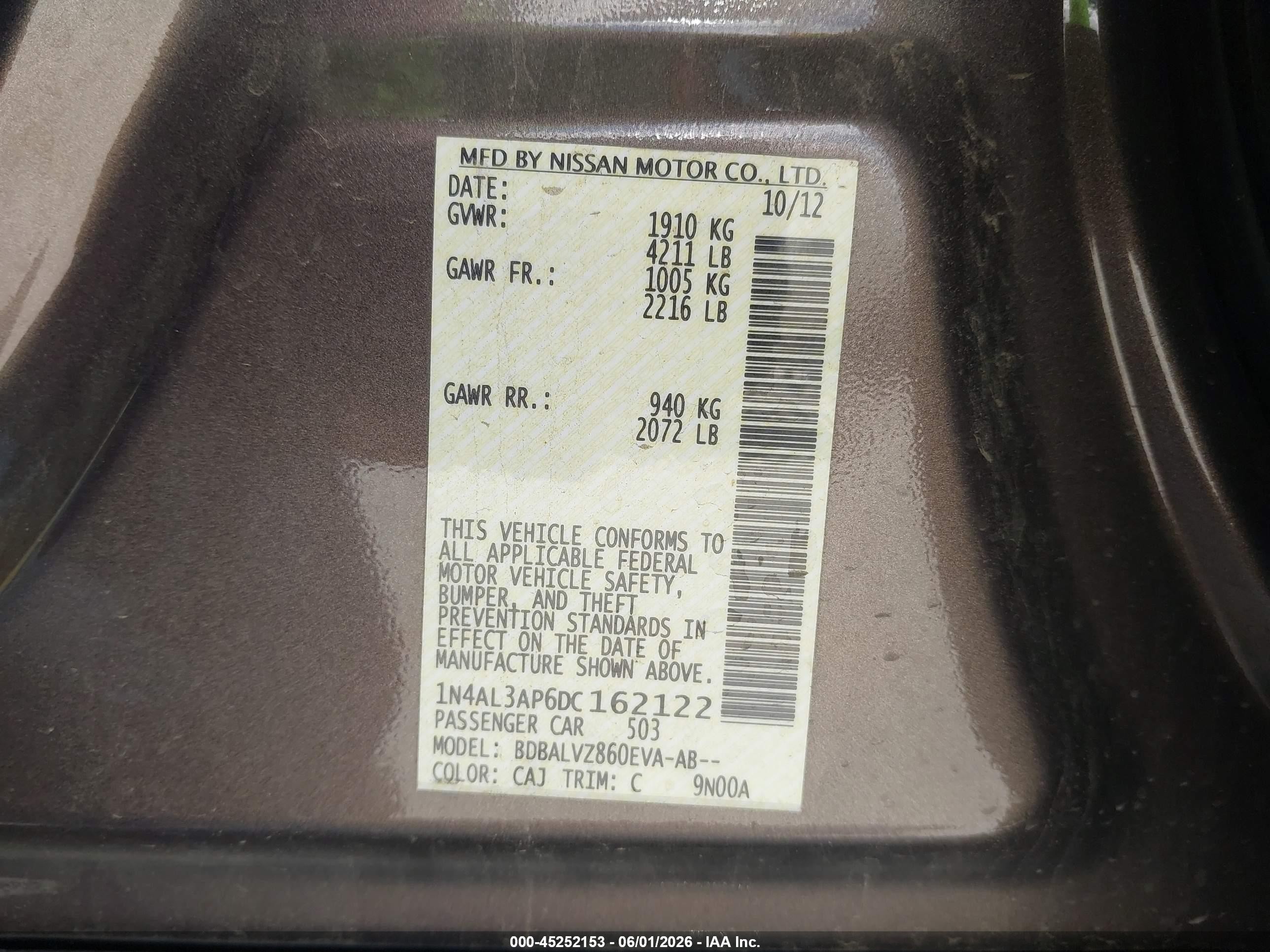 2013 Nissan Altima 2.5 Sl Brown vin: 1N4AL3AP6DC162122