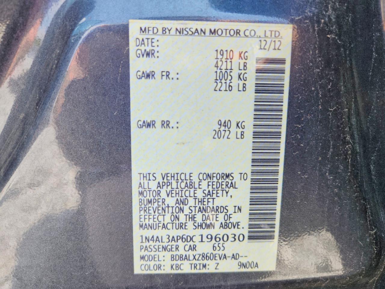 2013 Nissan Altima 2.5 Серый vin: 1N4AL3AP6DC196030
