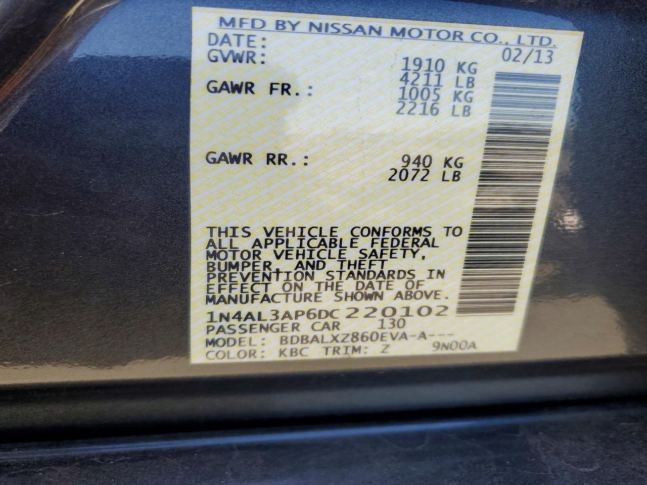 2013 Nissan Altima 2.5 Gray vin: 1N4AL3AP6DC220102