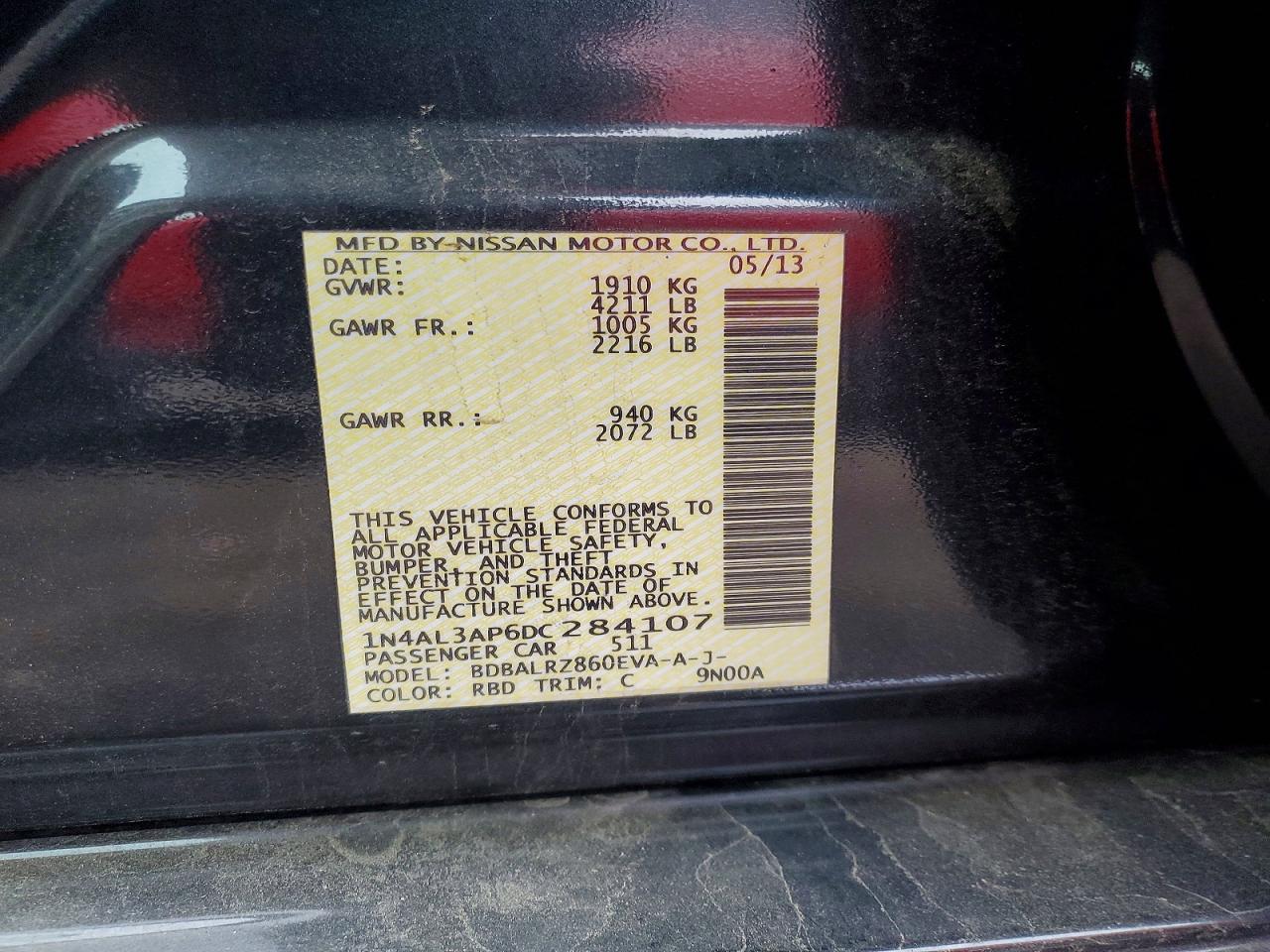 2013 Nissan Altima 2.5 Blue vin: 1N4AL3AP6DC284107