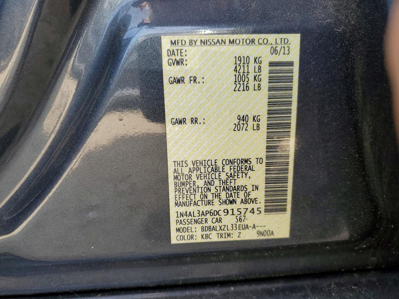 2013 Nissan Altima 2.5 Gray vin: 1N4AL3AP6DC915745