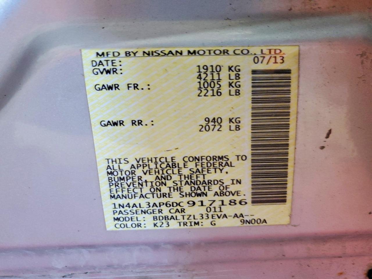 2013 Nissan Altima 2.5 Gray vin: 1N4AL3AP6DC917186
