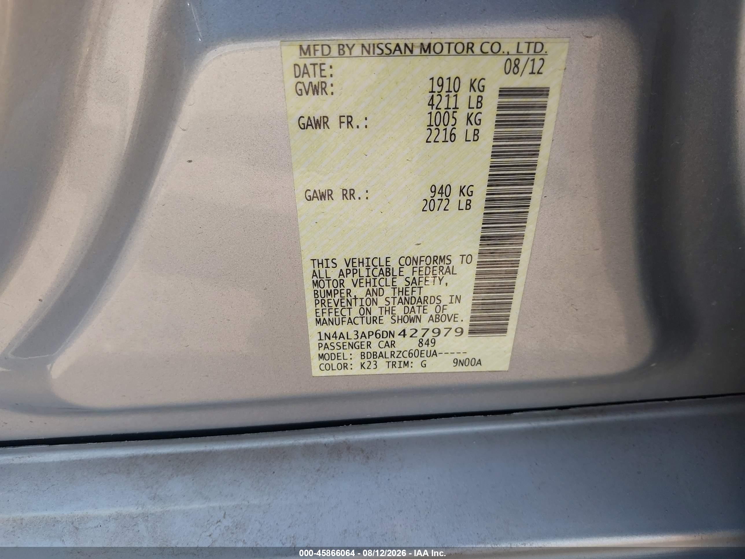 2013 Nissan Altima 2.5 S Серебряный vin: 1N4AL3AP6DN427979