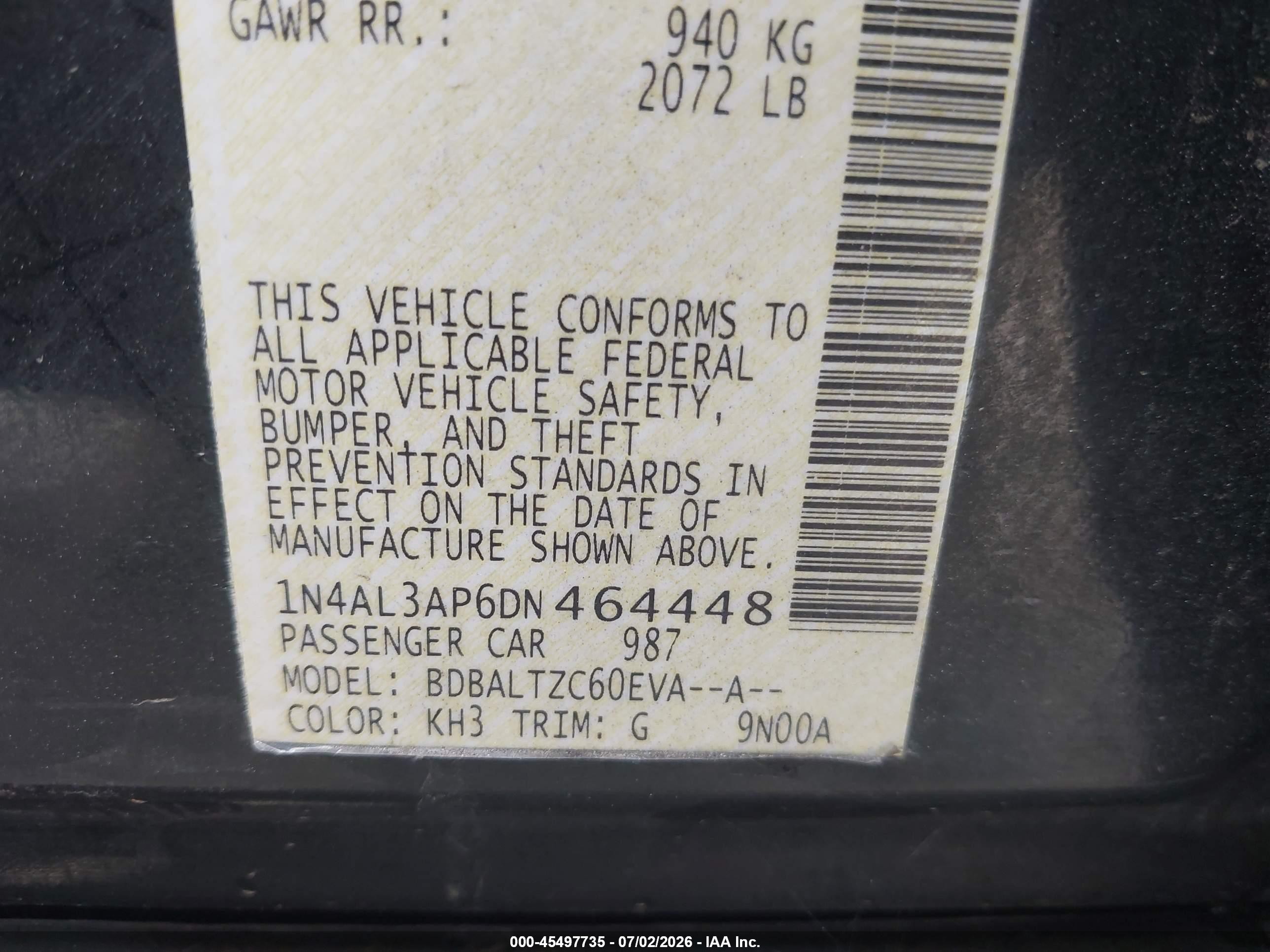 2013 Nissan Altima 2.5 Sv Black vin: 1N4AL3AP6DN464448