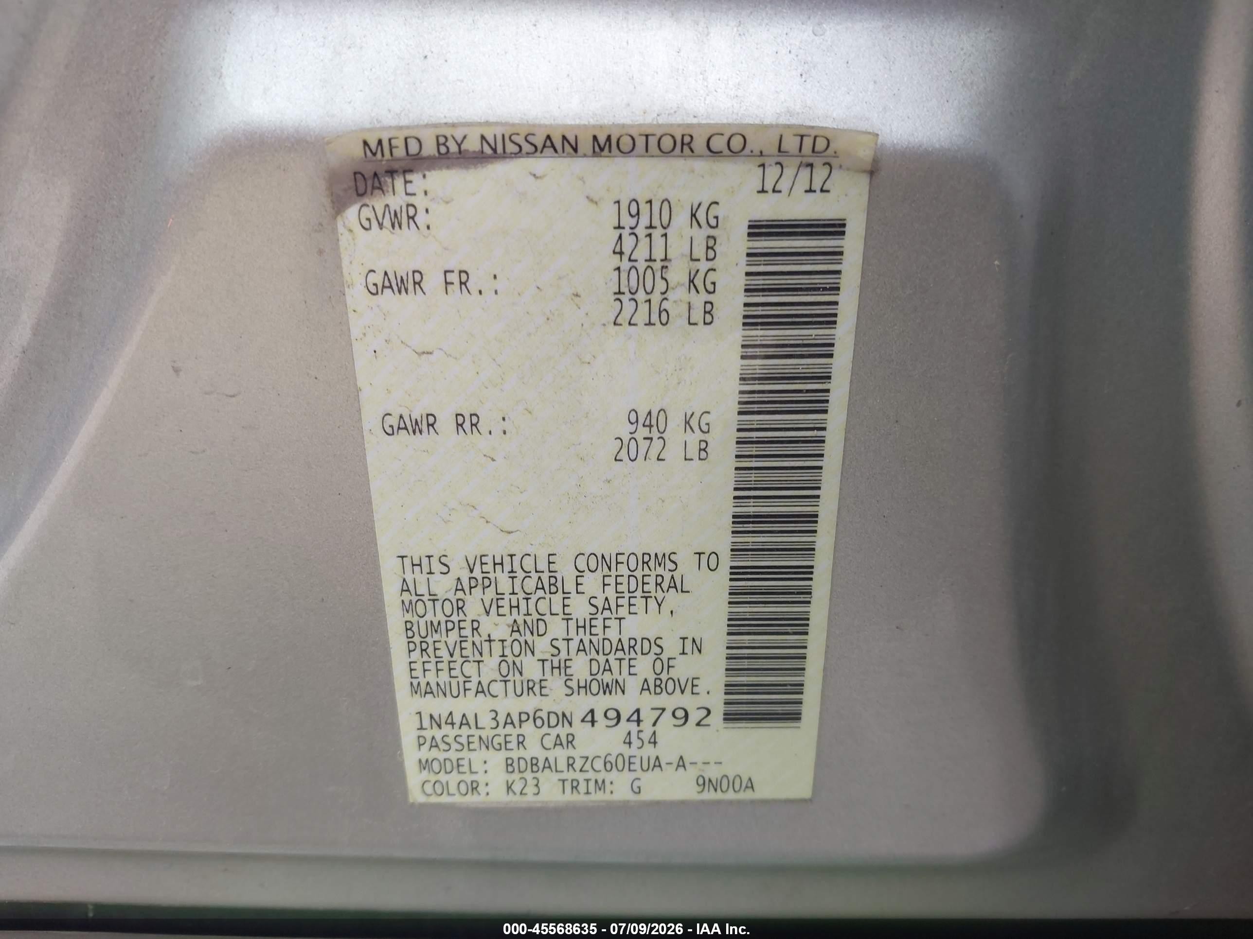 2013 Nissan Altima 2.5 S Silver vin: 1N4AL3AP6DN494792
