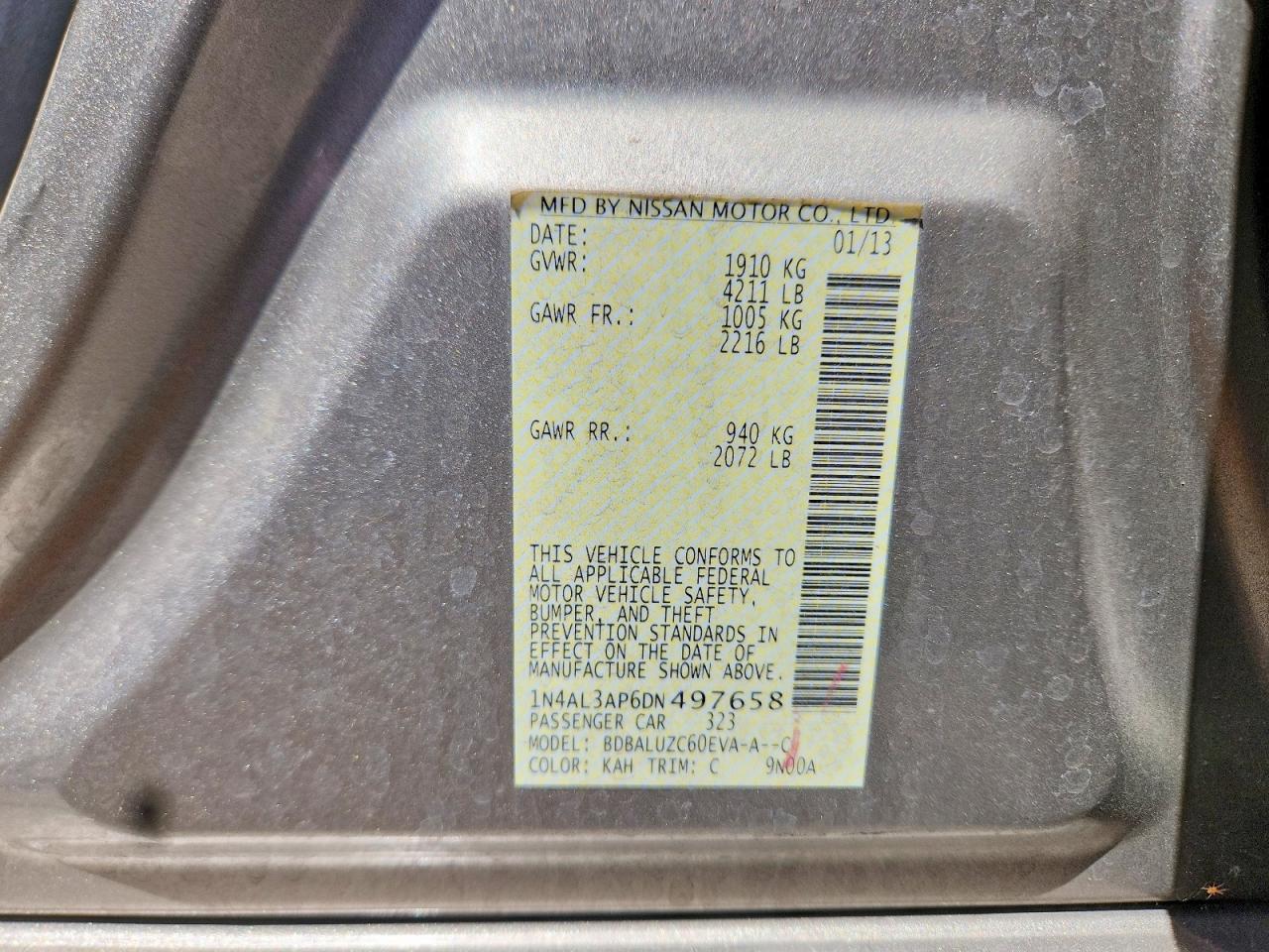 2013 Nissan Altima 2.5 Tan vin: 1N4AL3AP6DN497658