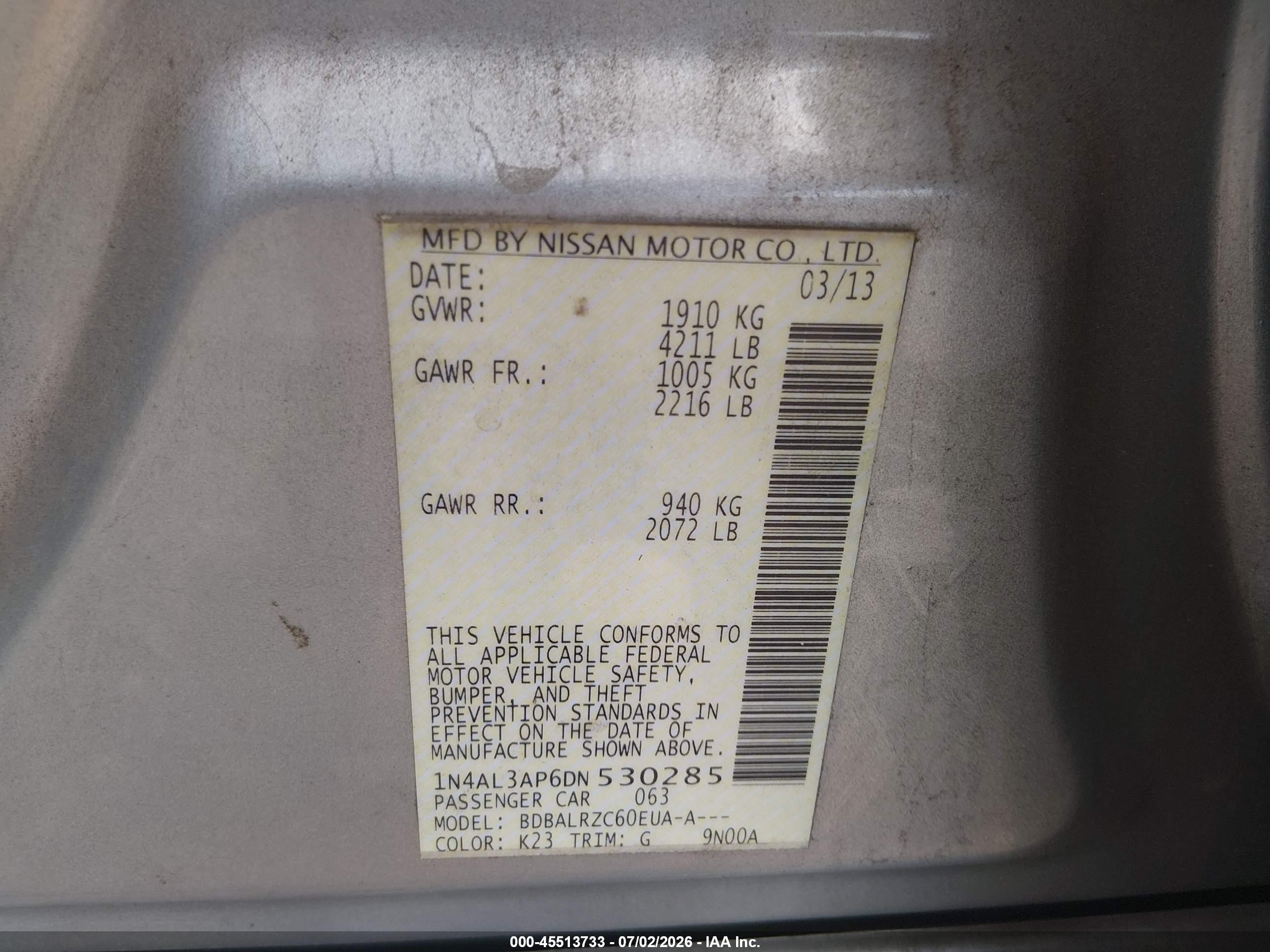 2013 Nissan Altima 2.5 S Silver vin: 1N4AL3AP6DN530285
