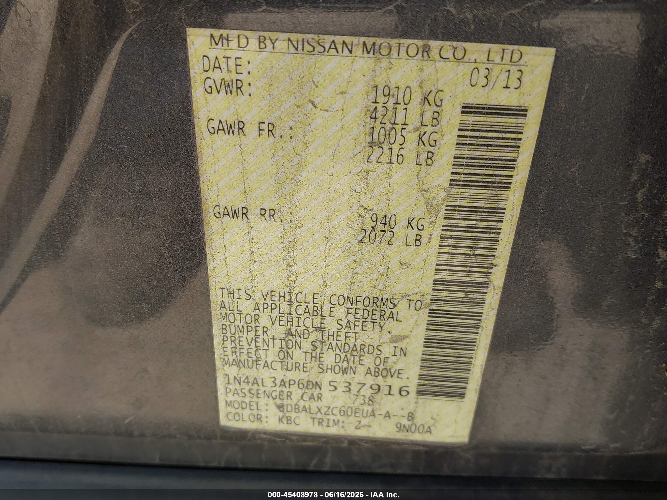 2013 Nissan Altima 2.5 Sl Gray vin: 1N4AL3AP6DN537916