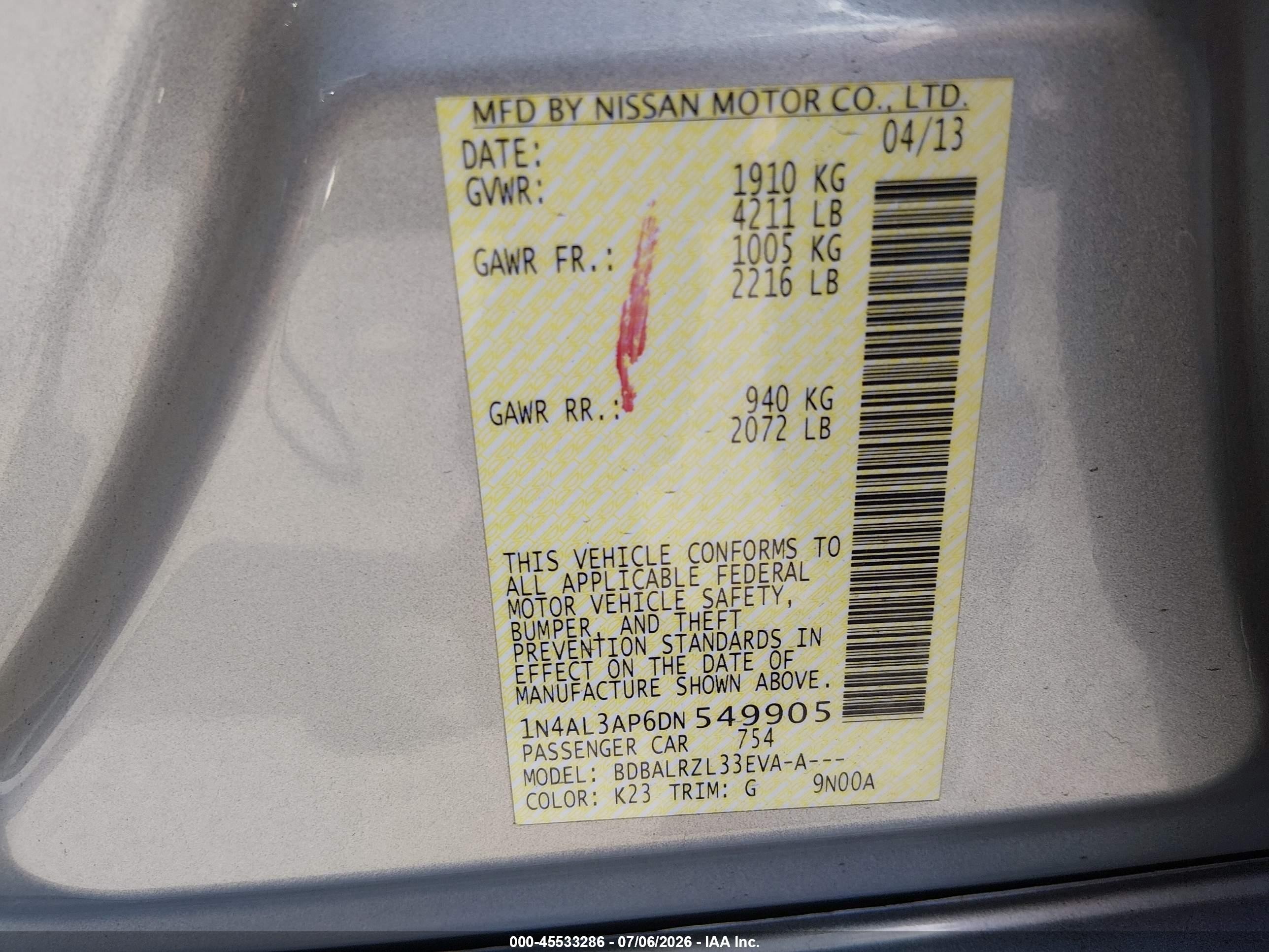 2013 Nissan Altima 2.5 S Silver vin: 1N4AL3AP6DN549905