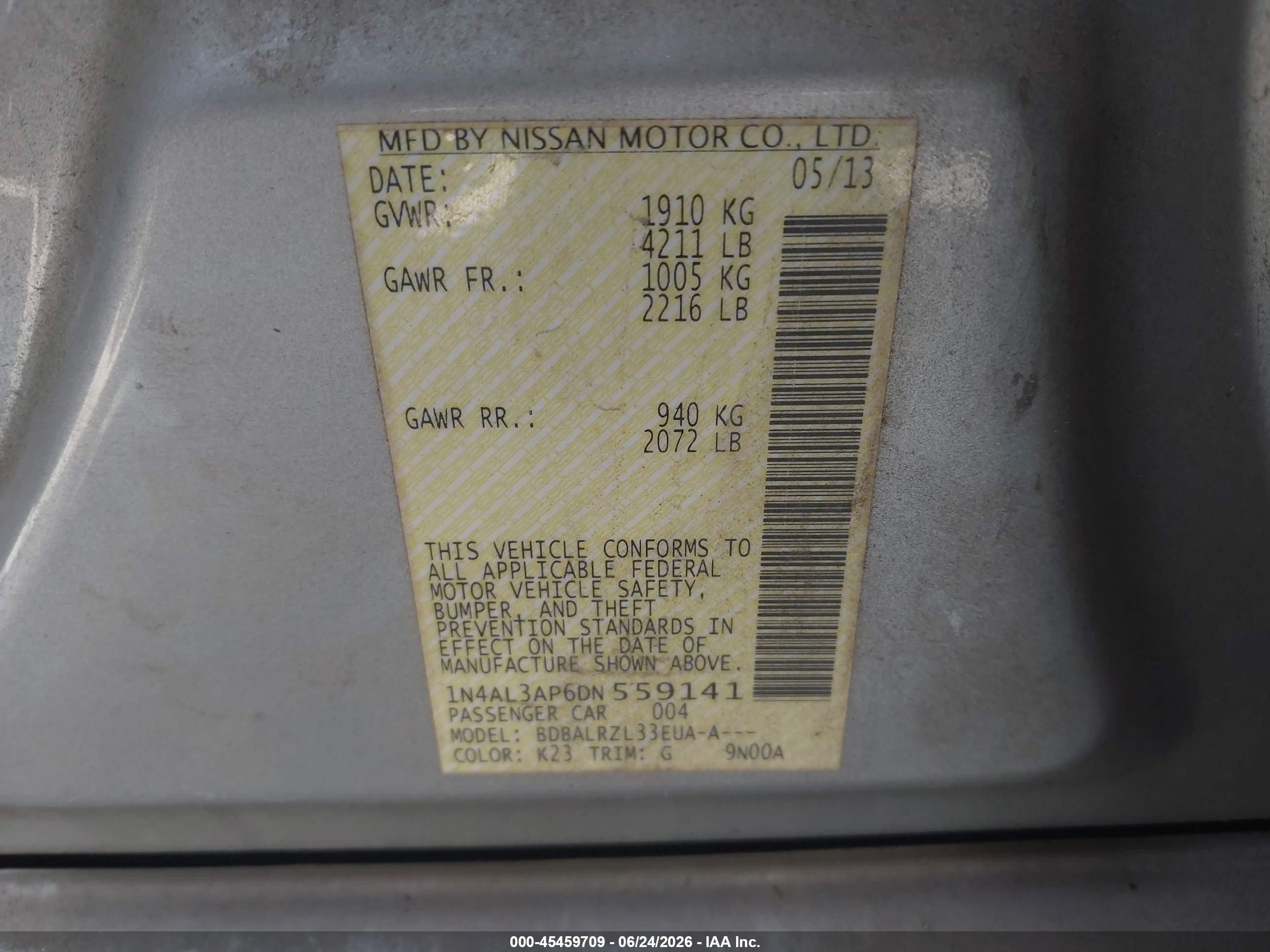 2013 Nissan Altima 2.5 S Серебряный vin: 1N4AL3AP6DN559141