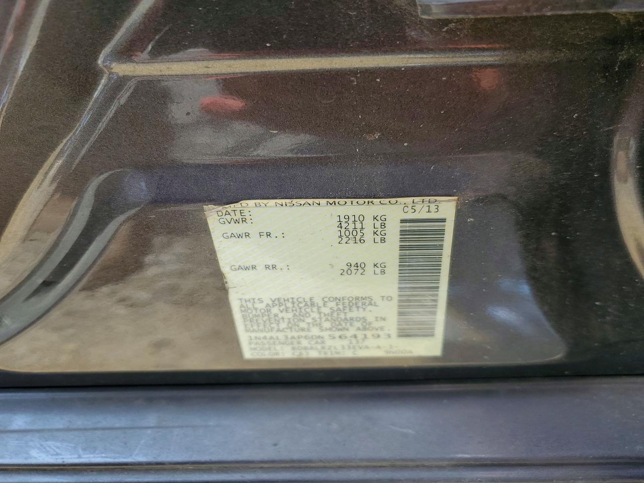 2013 Nissan Altima 2.5 Gray vin: 1N4AL3AP6DN564193