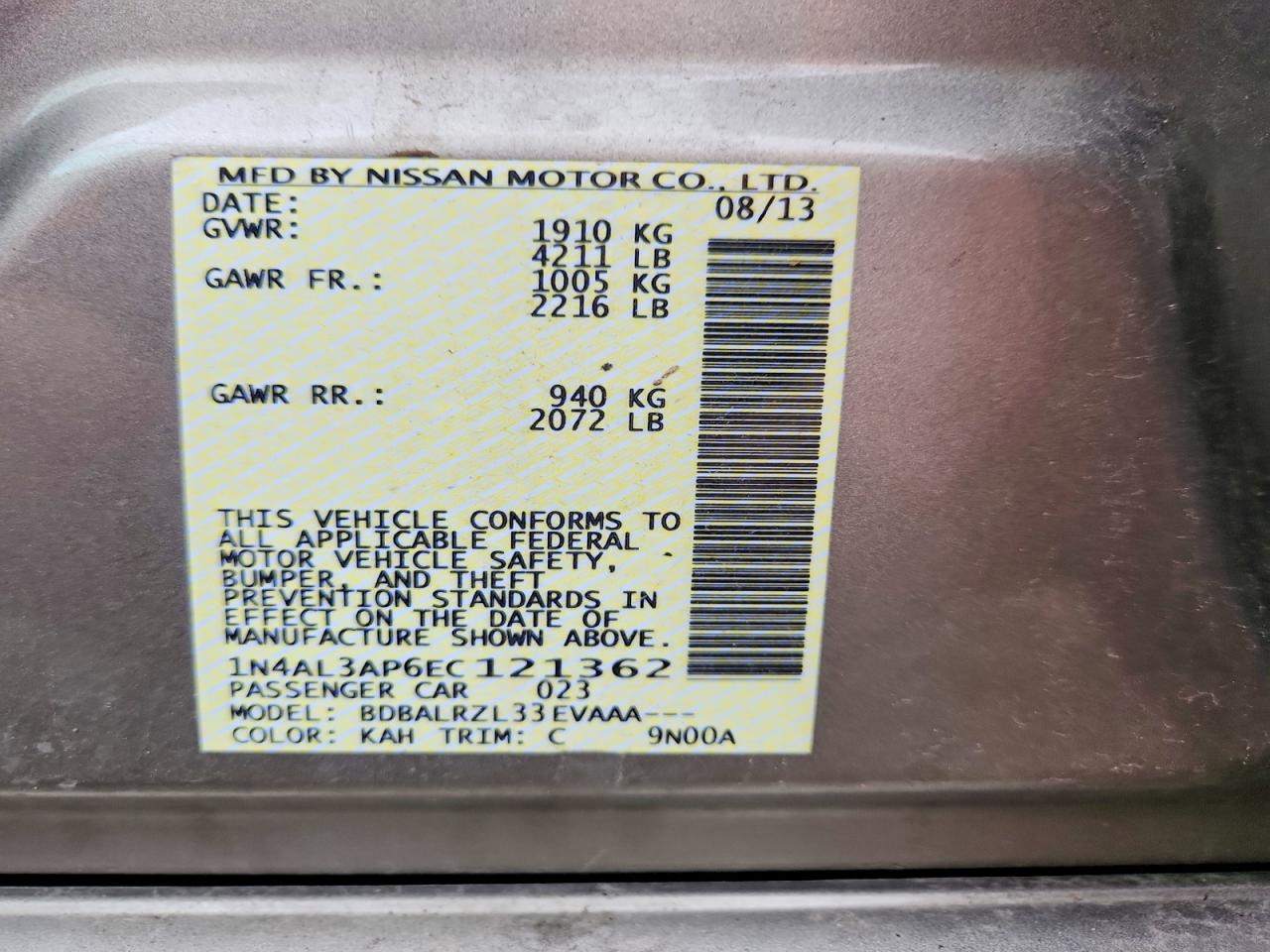 2014 Nissan Altima 2.5 Silver vin: 1N4AL3AP6EC121362