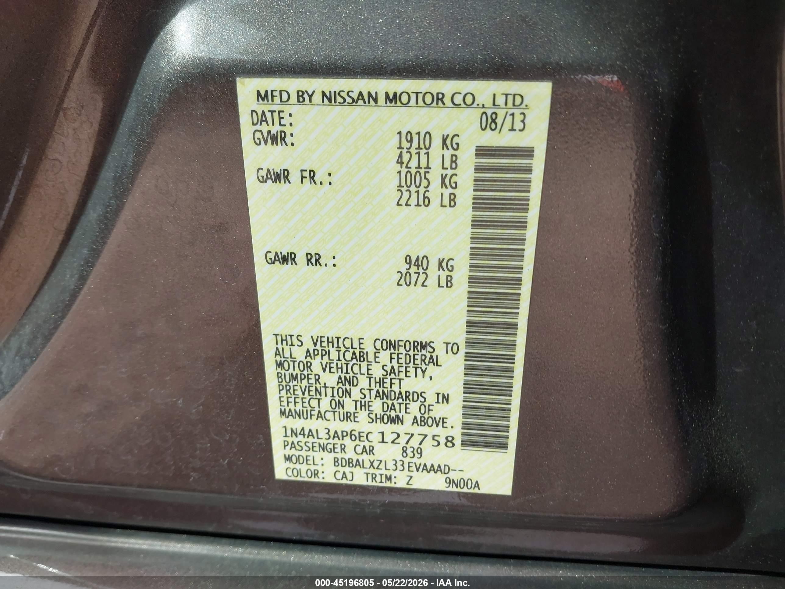 2014 Nissan Altima 2.5 Sl Brown vin: 1N4AL3AP6EC127758