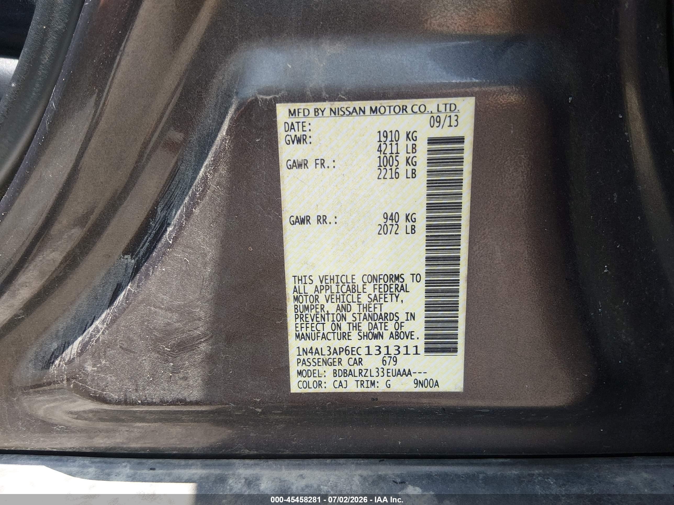 2014 Nissan Altima 2.5 S Brown vin: 1N4AL3AP6EC131311