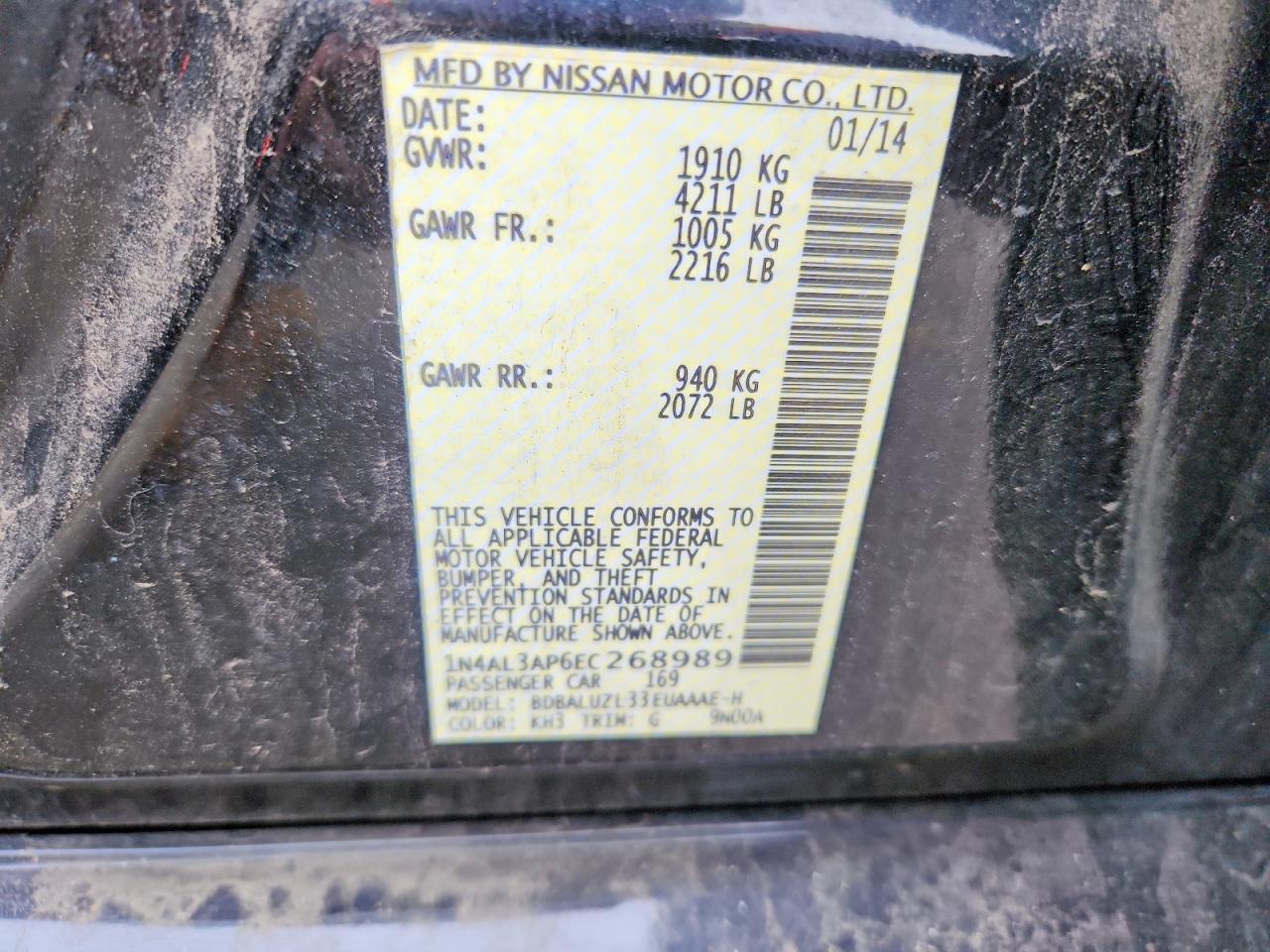 2014 Nissan Altima 2.5 Sv Черный vin: 1N4AL3AP6EC268989