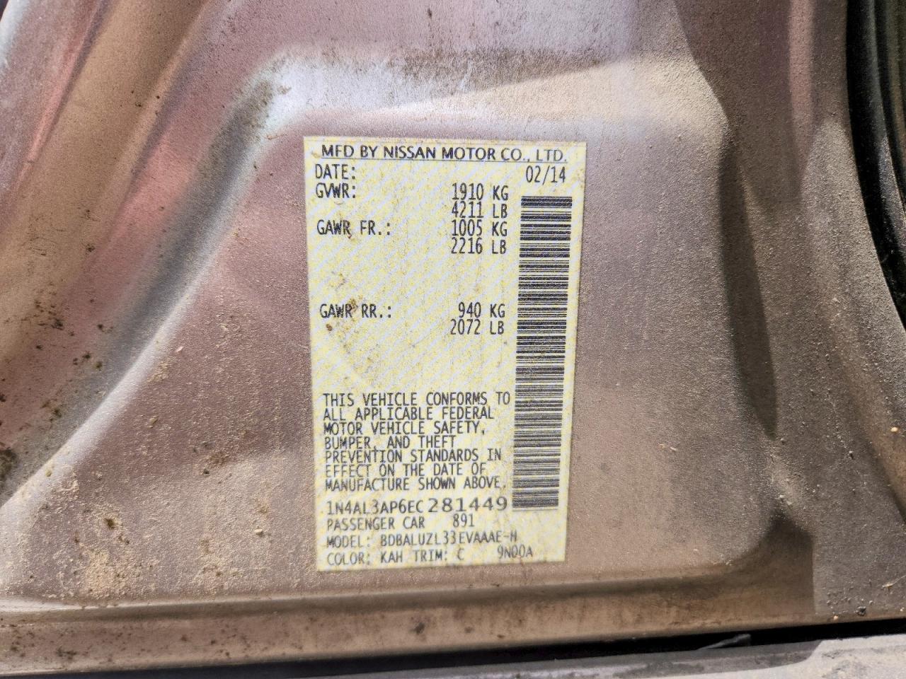 2014 Nissan Altima 2.5 Sv Silver vin: 1N4AL3AP6EC281449