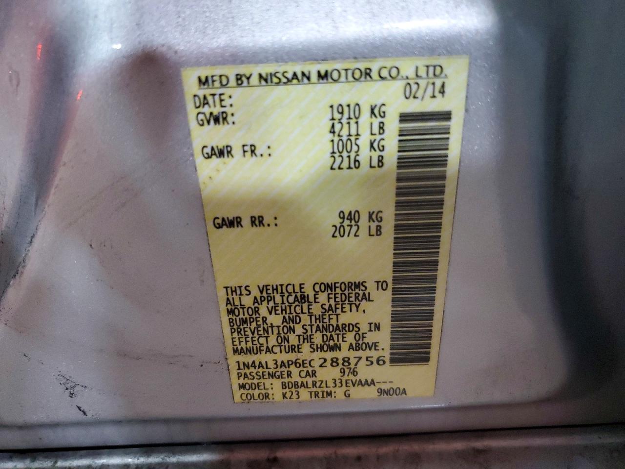 2014 Nissan Altima 2.5 S Silver vin: 1N4AL3AP6EC288756