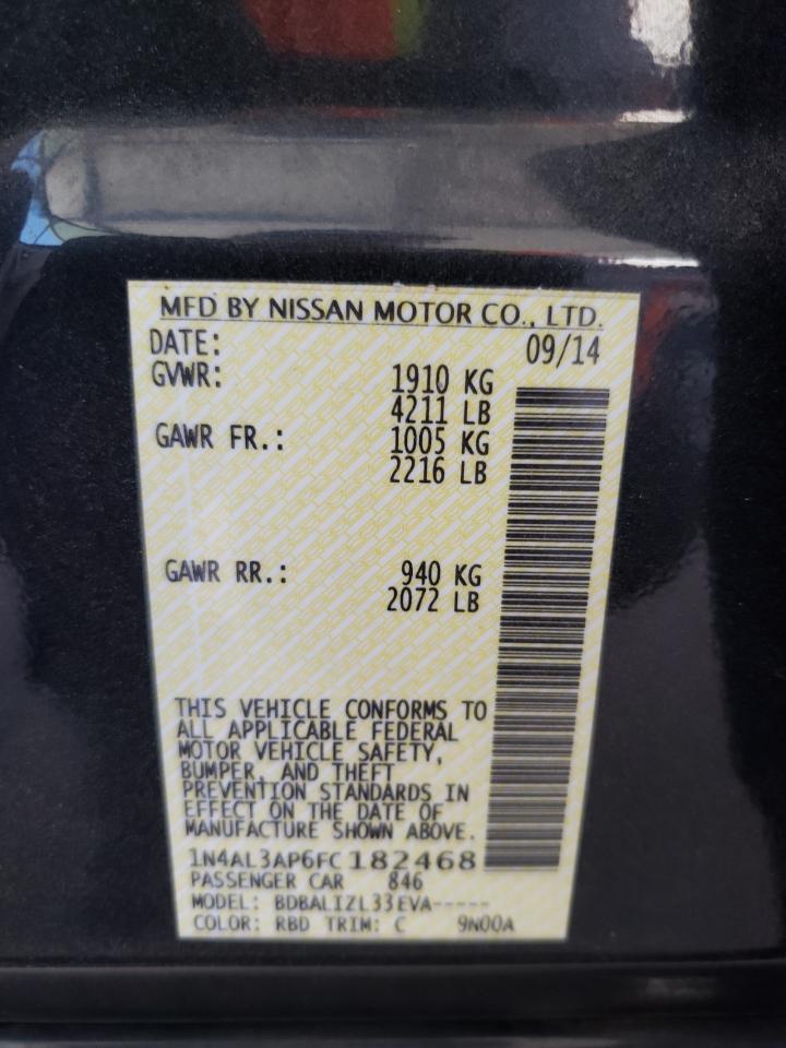 2015 Nissan Altima 2.5 Charcoal vin: 1N4AL3AP6FC182468