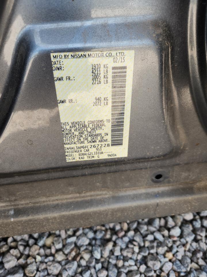 2015 Nissan Altima 2.5 S Gray vin: 1N4AL3AP6FC267228