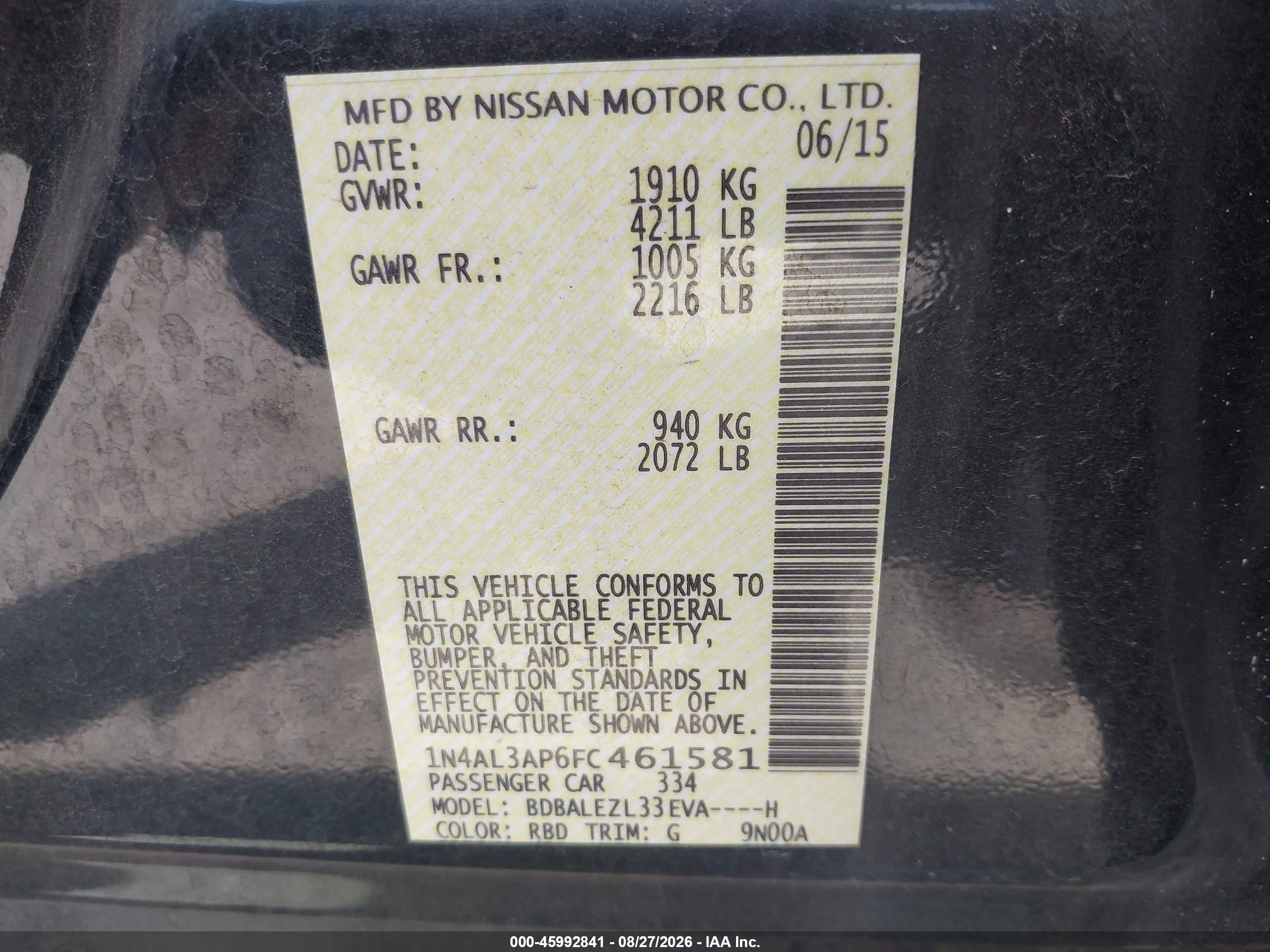 2015 Nissan Altima 2.5 S Gray vin: 1N4AL3AP6FC461581