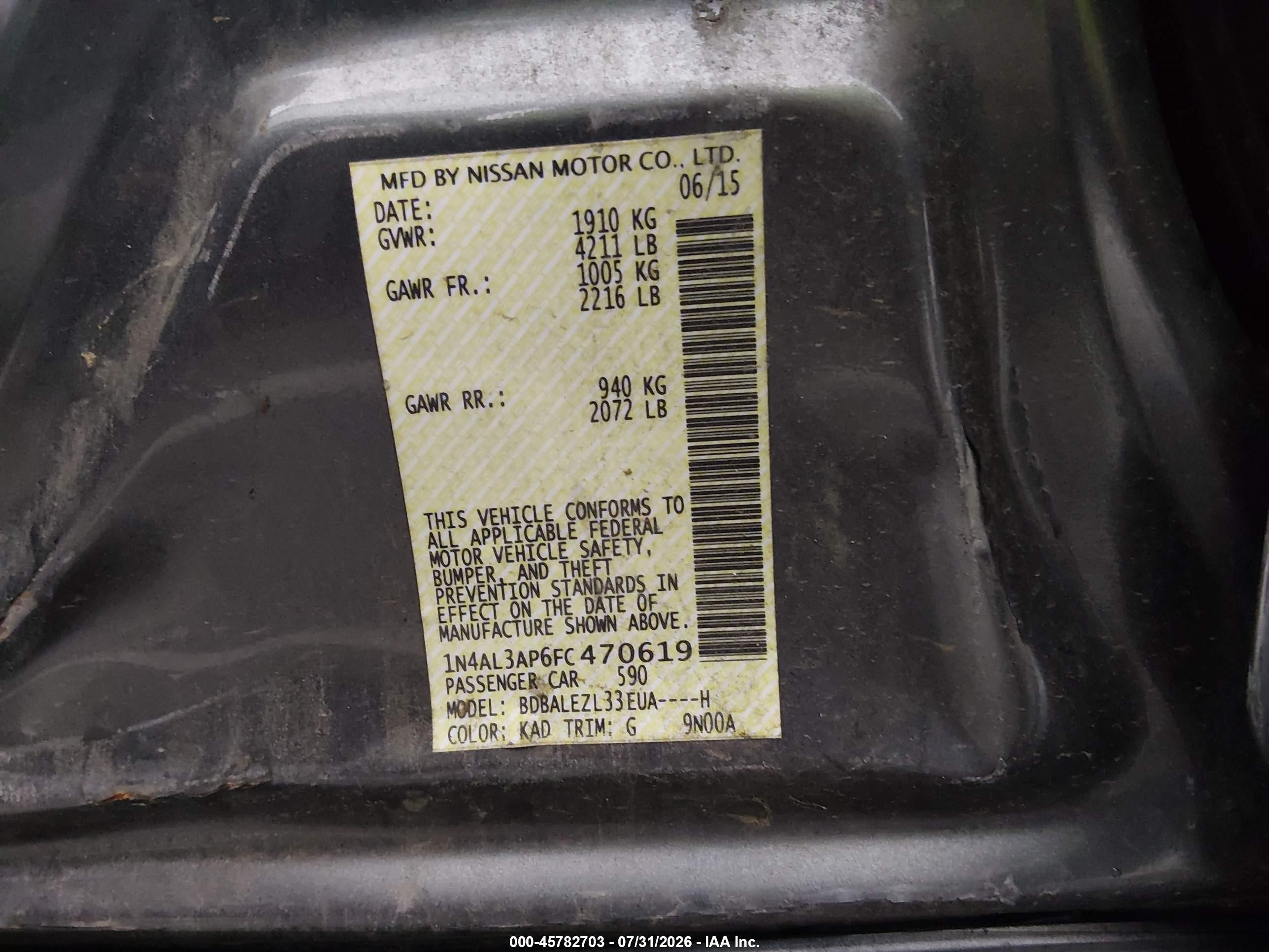 2015 Nissan Altima 2.5 S Silver vin: 1N4AL3AP6FC470619